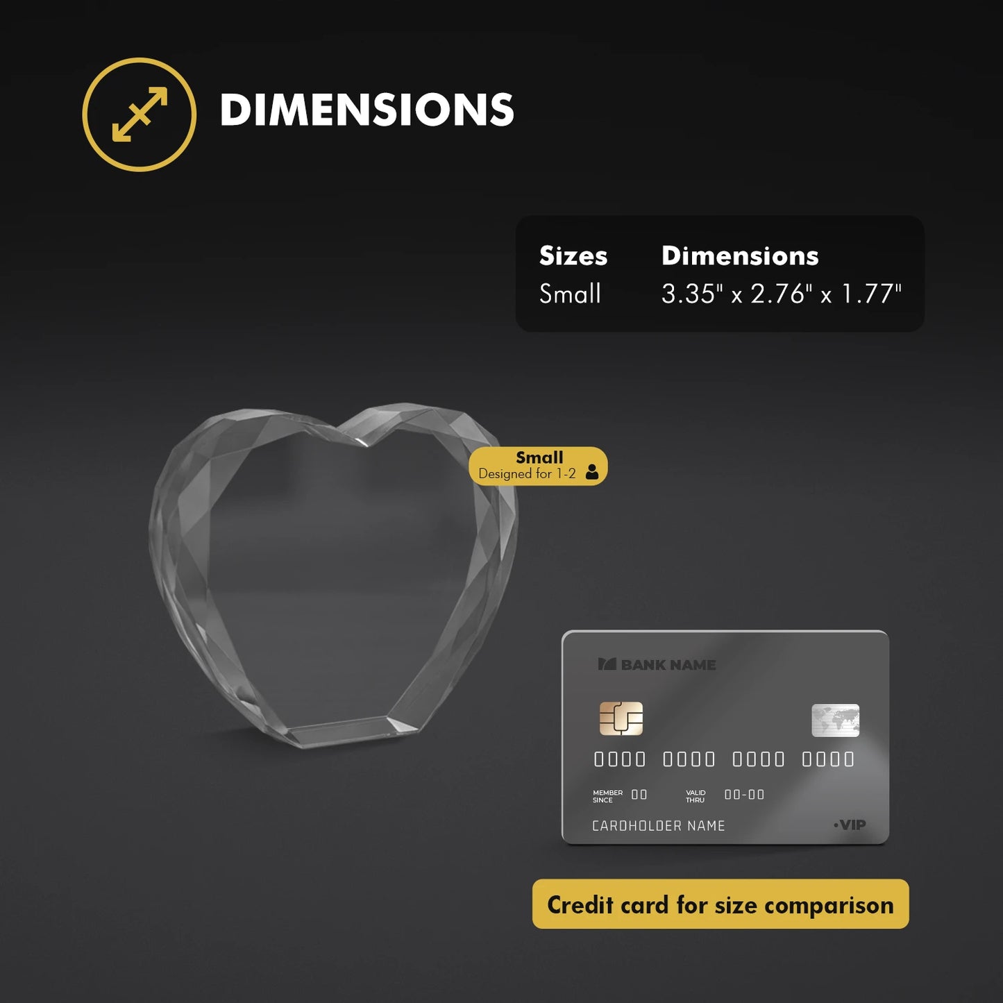 3D Photo Engraving Multi Faceted Heart Crystal