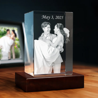 3D Wedding Engraving Crystal Gift - Rectangle - Beyond Memories