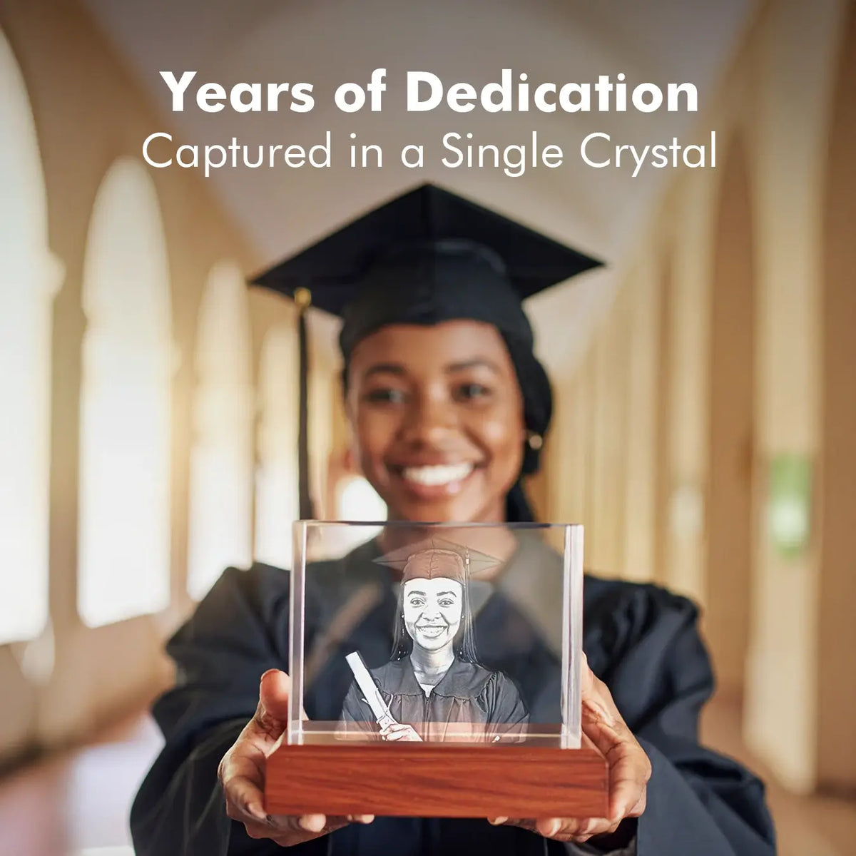 3D Graduation Engraving Crystal - Rectangle