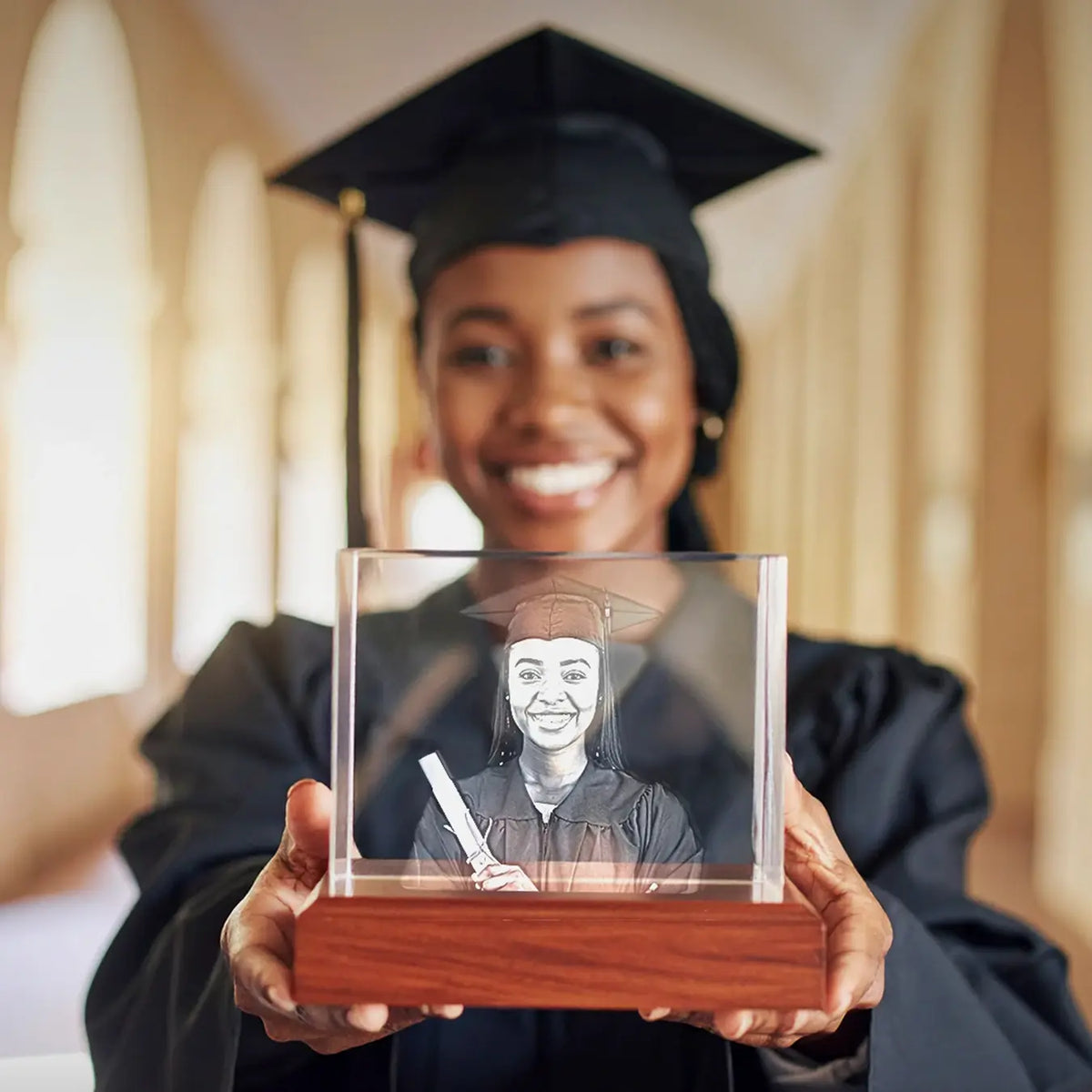 3D Graduation Engraving Crystal - Rectangle