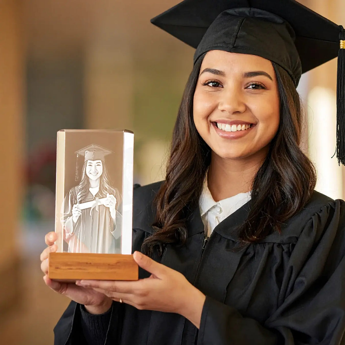 3D Graduation Engraving Crystal - Rectangle
