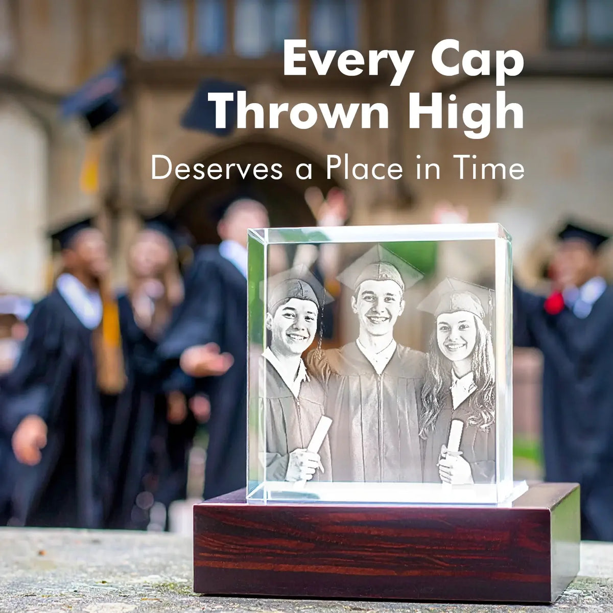 3D Graduation Engraving Crystal Gift - Square