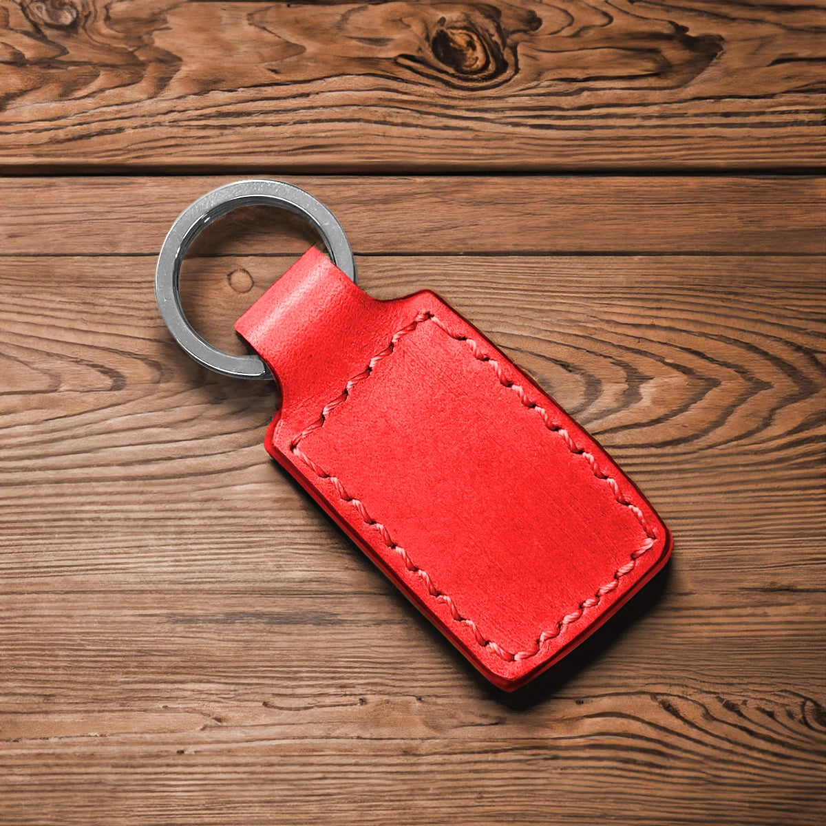 Leather Keychain - Red