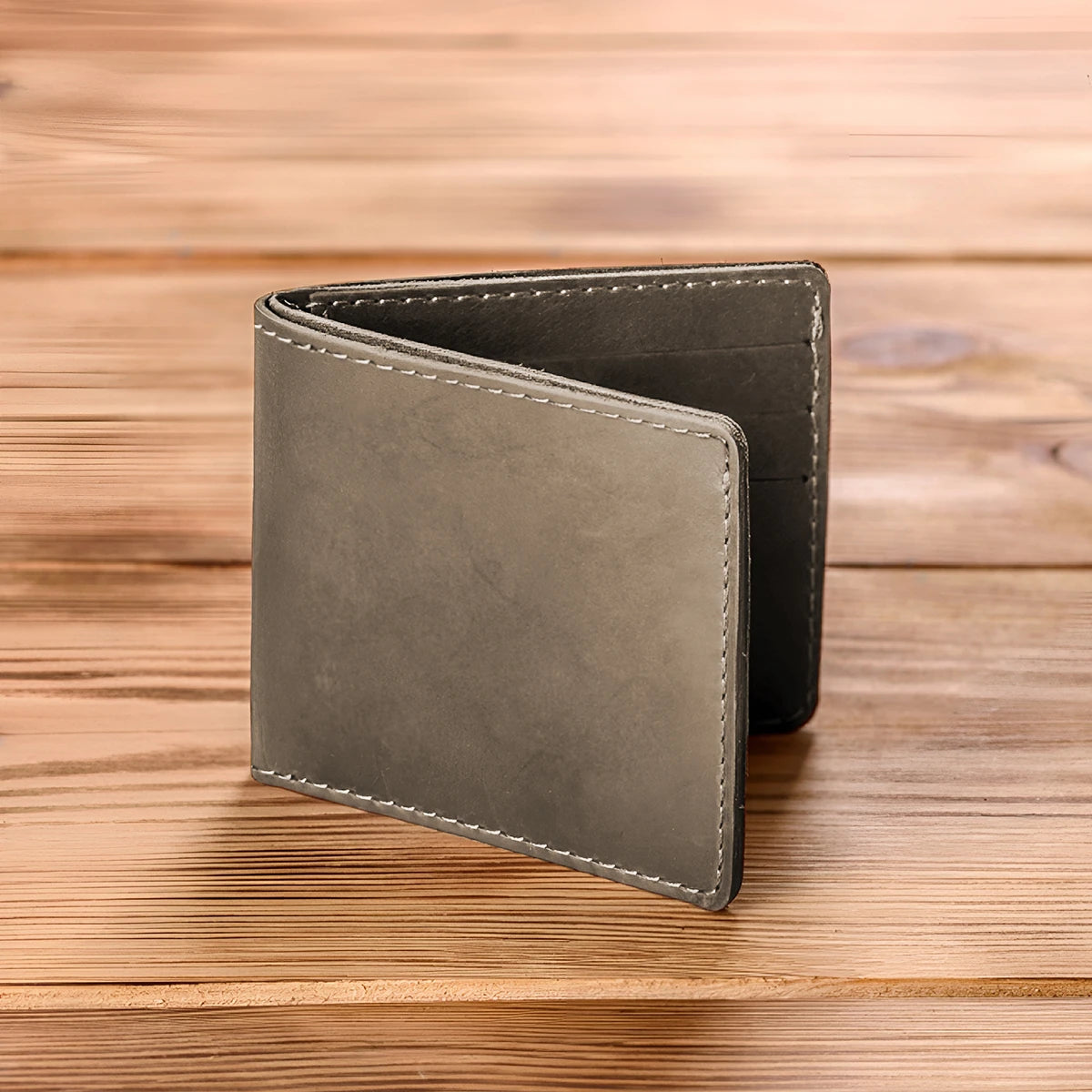 Leather Wallet - Beige