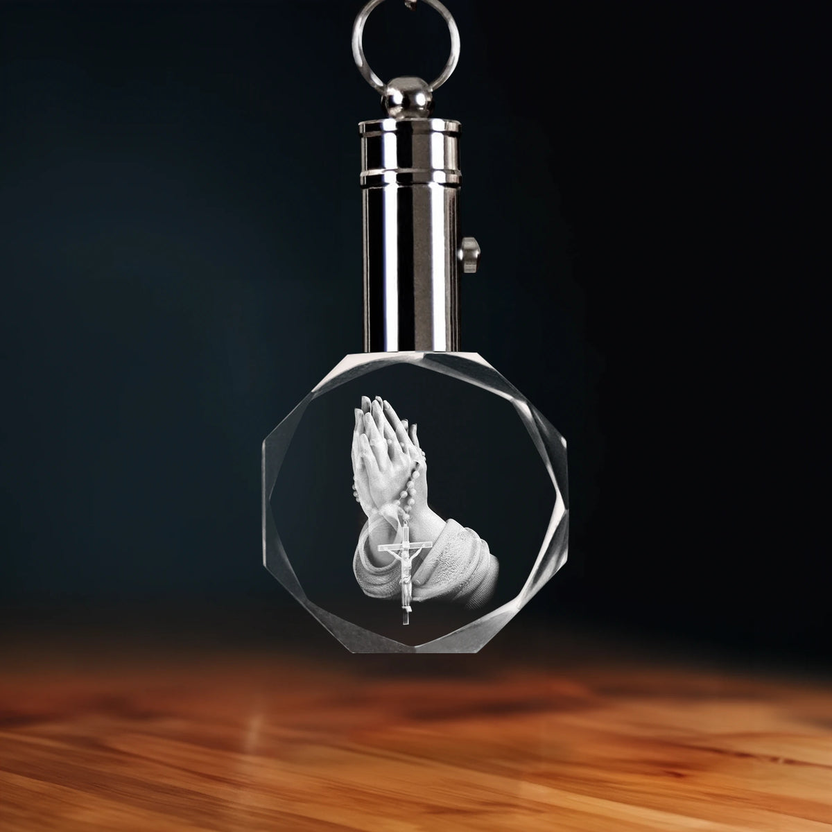 Praying Hands Crystal Keychain - Octagon
