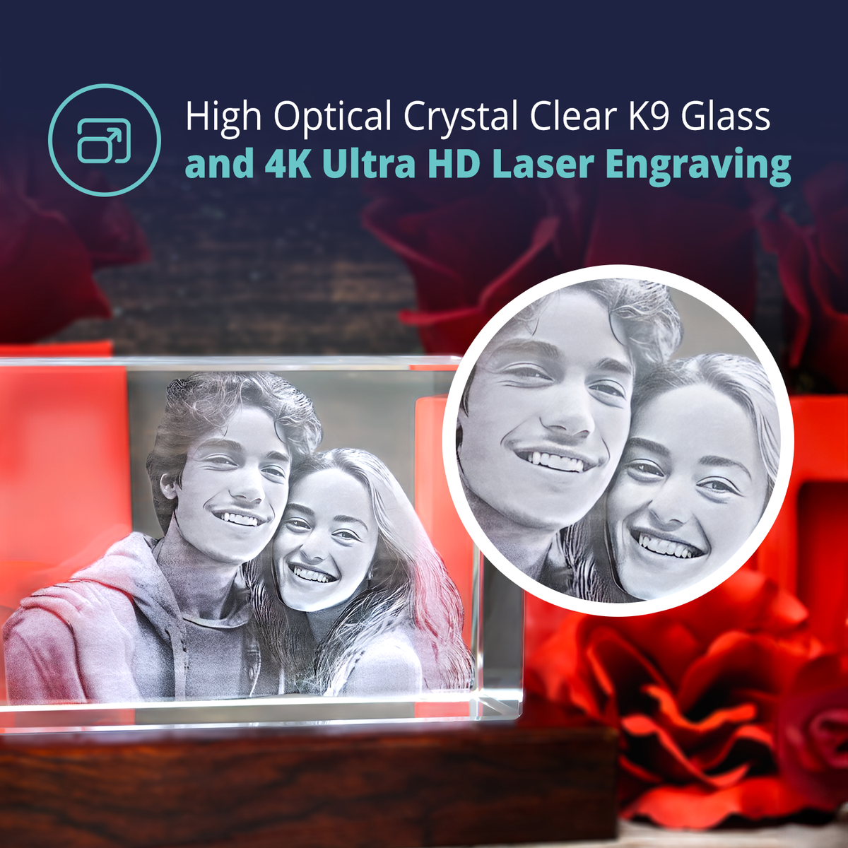 Beyond Memories - High Optical Crystal Clear K9 Glass and 4K Ultra HD Laser Engraving