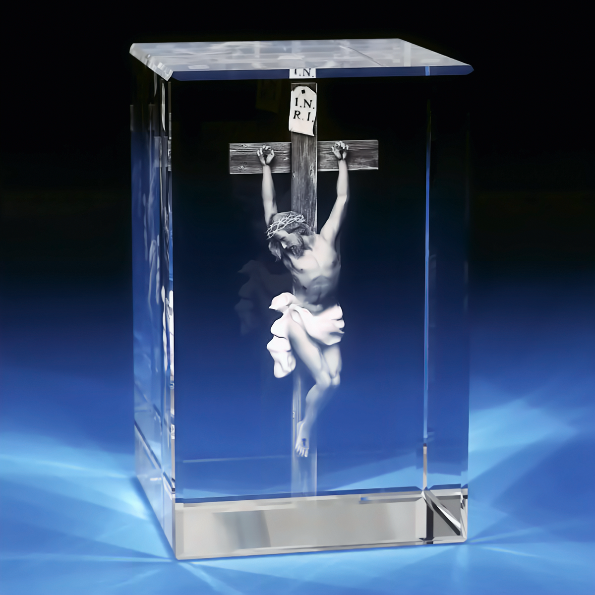 Christian Cross Engraving - 3D Rectangle