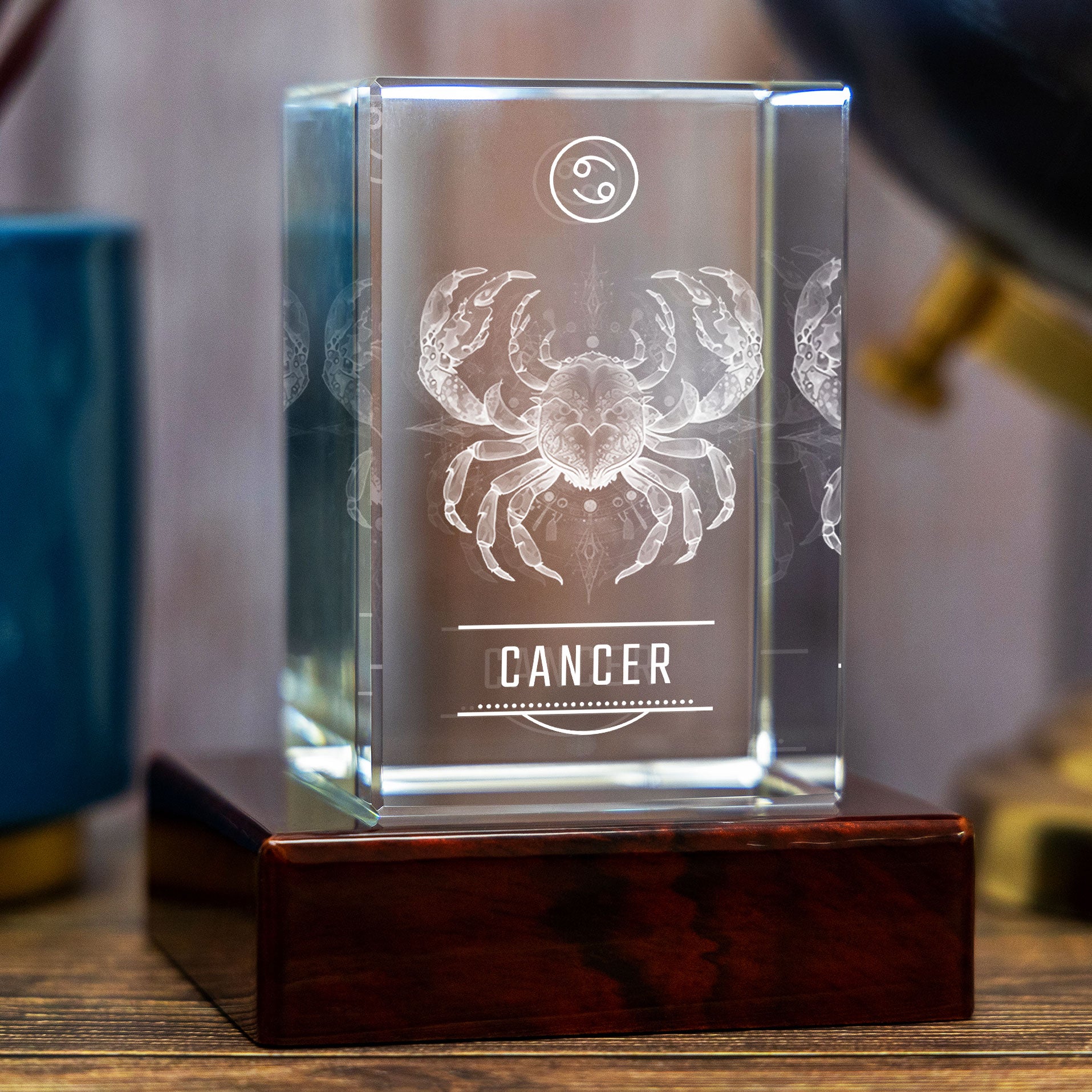 Cancer Zodiac Engraving - 3D Rectangle