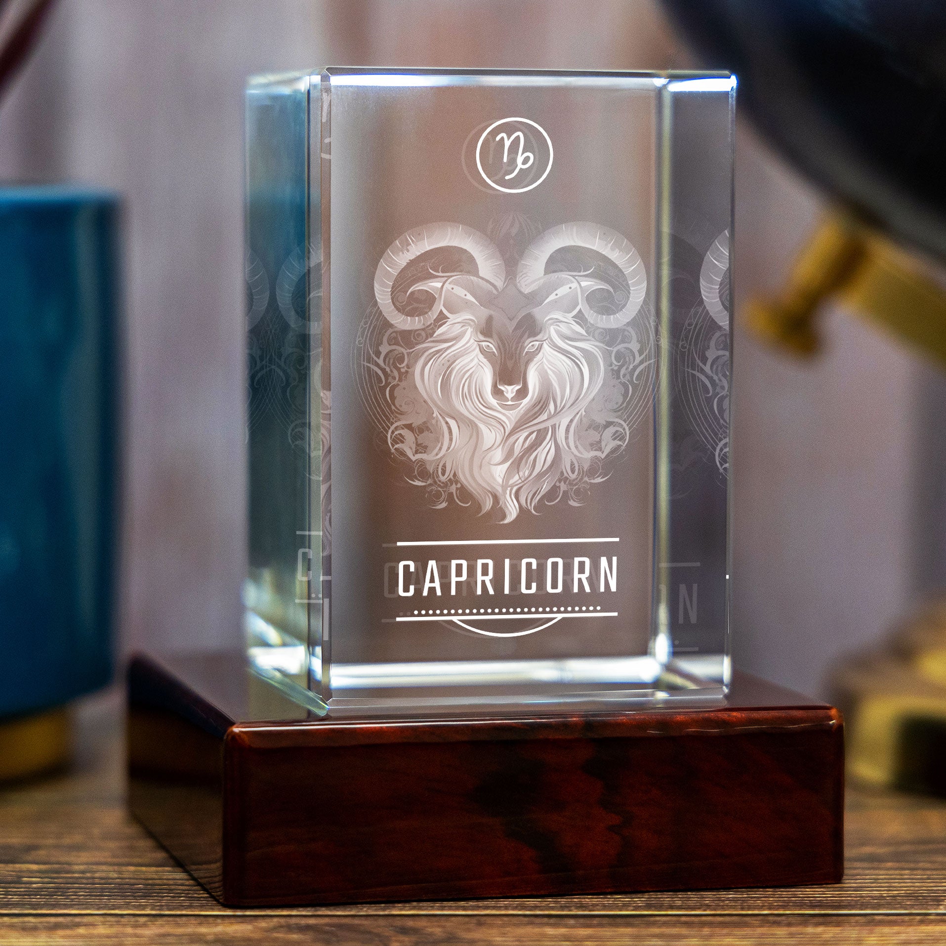 Capricorn Zodiac Engraving - 3D Rectangle