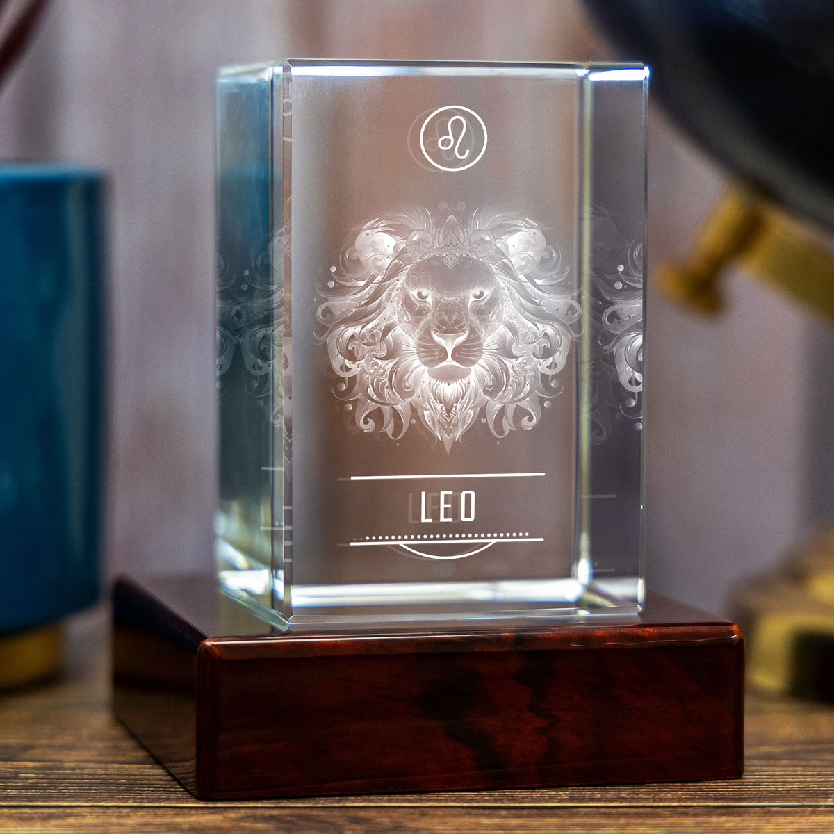 Leo Zodiac Engraving - 3D Rectangle