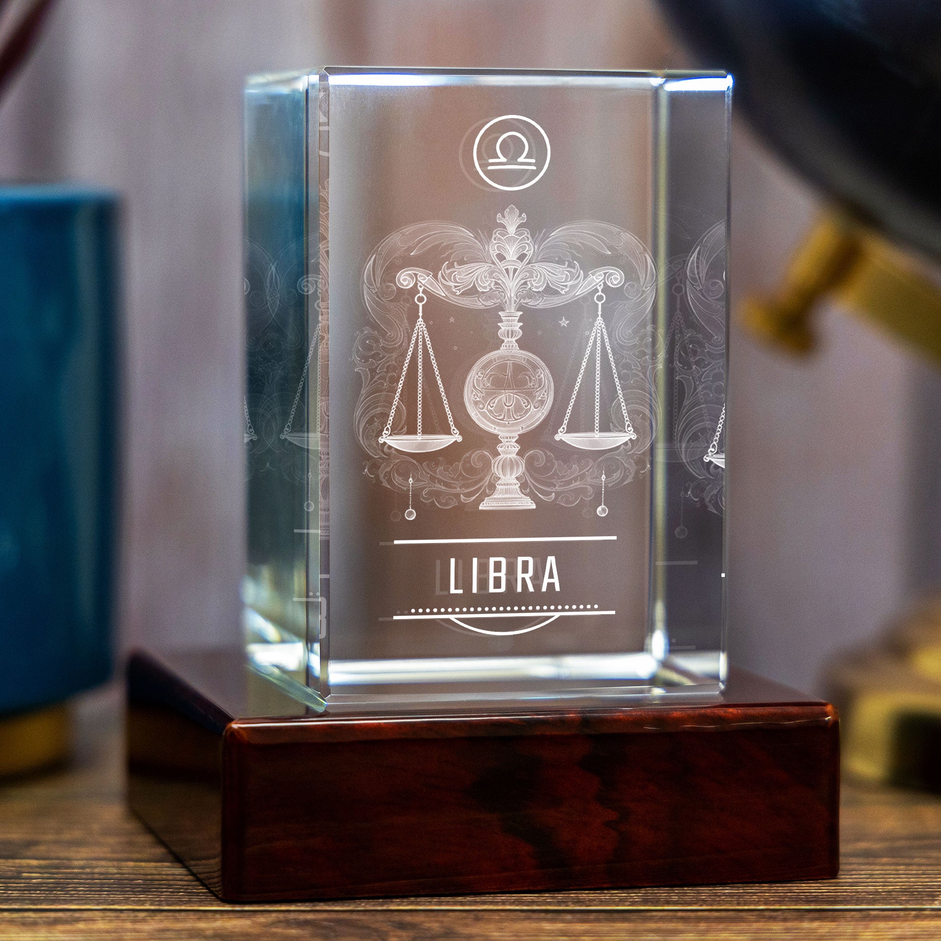 Libra Zodiac Engraving - 3D Rectangle