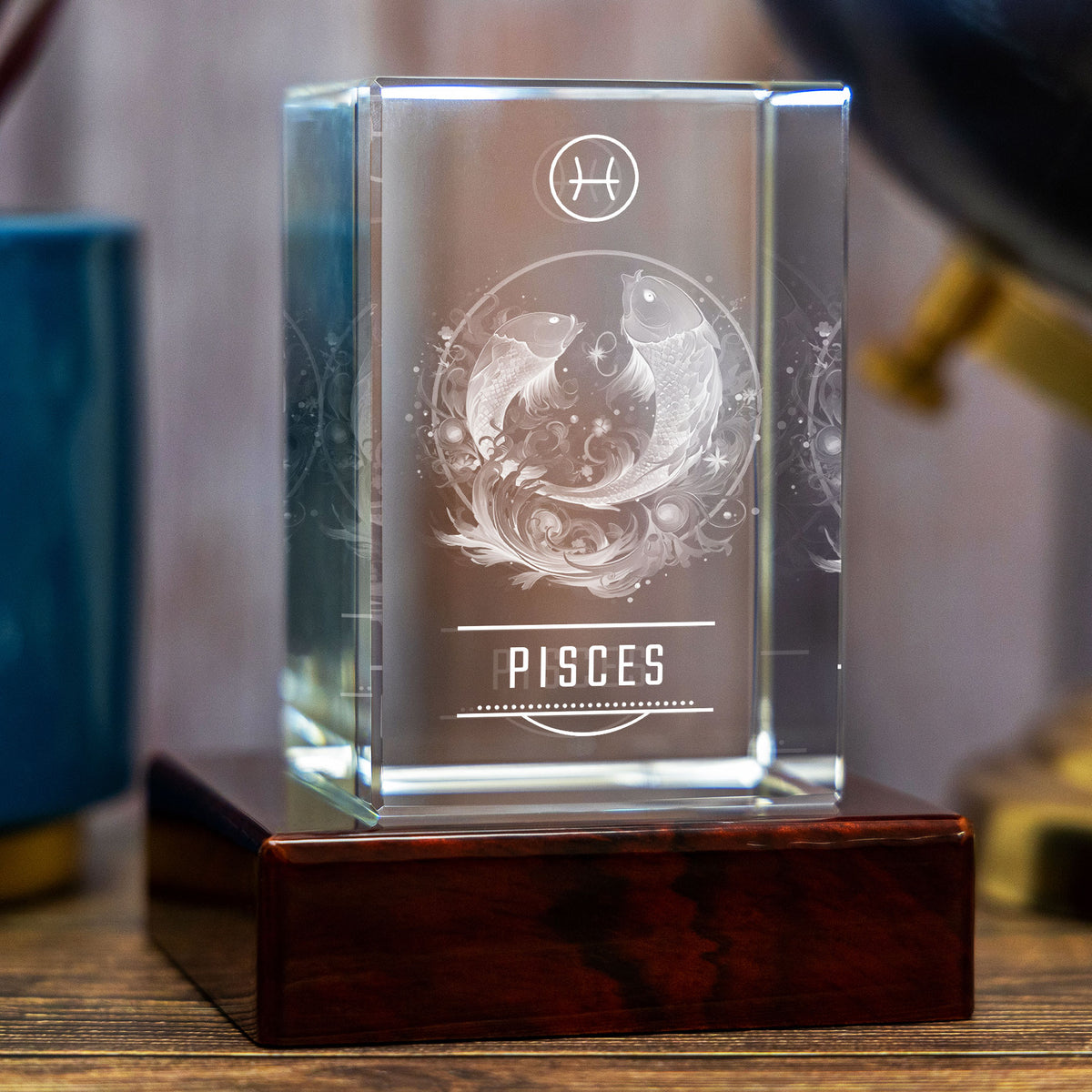 Pisces Zodiac Engraving - 3D Rectangle