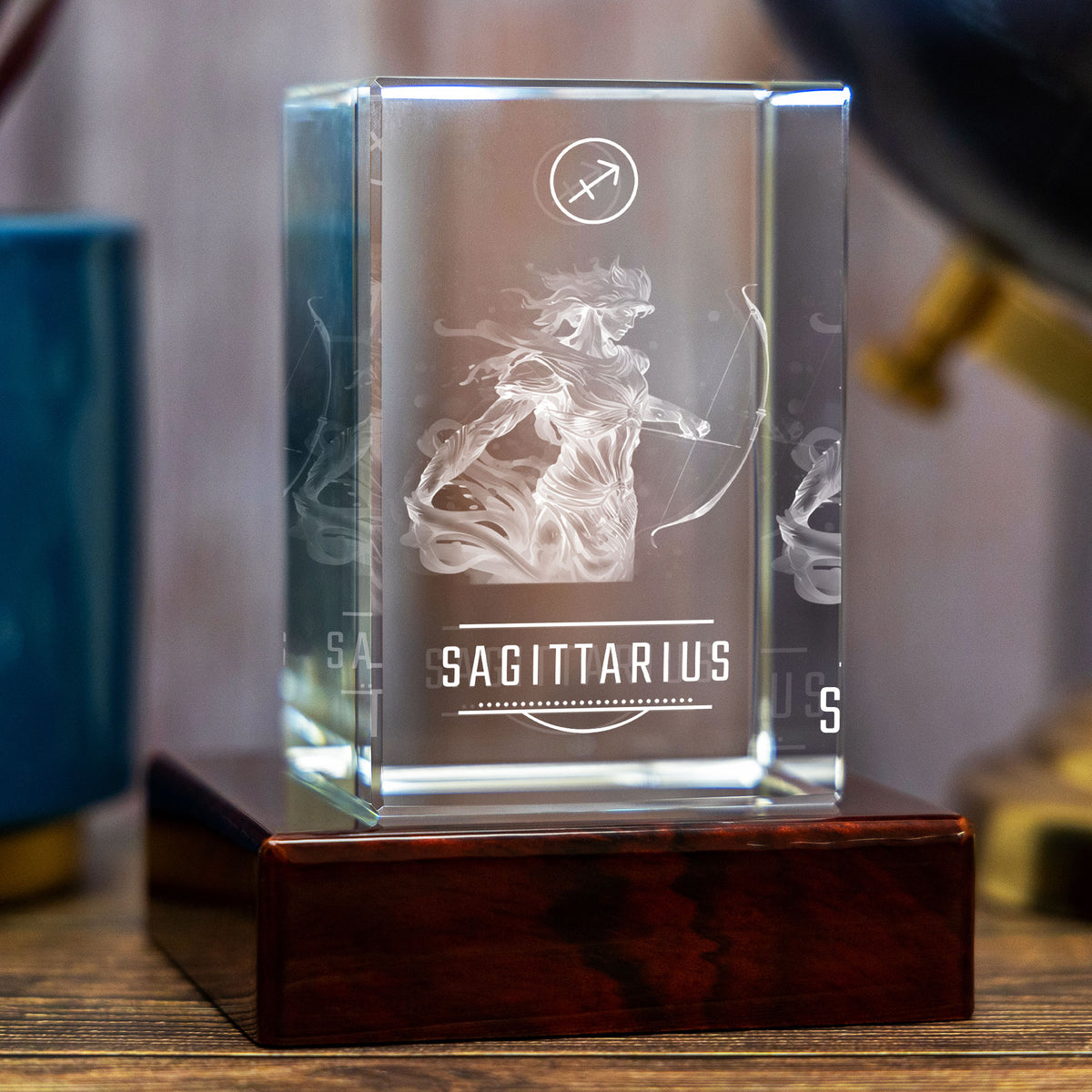 Sagittarius Zodiac Engraving - 3D Rectangle