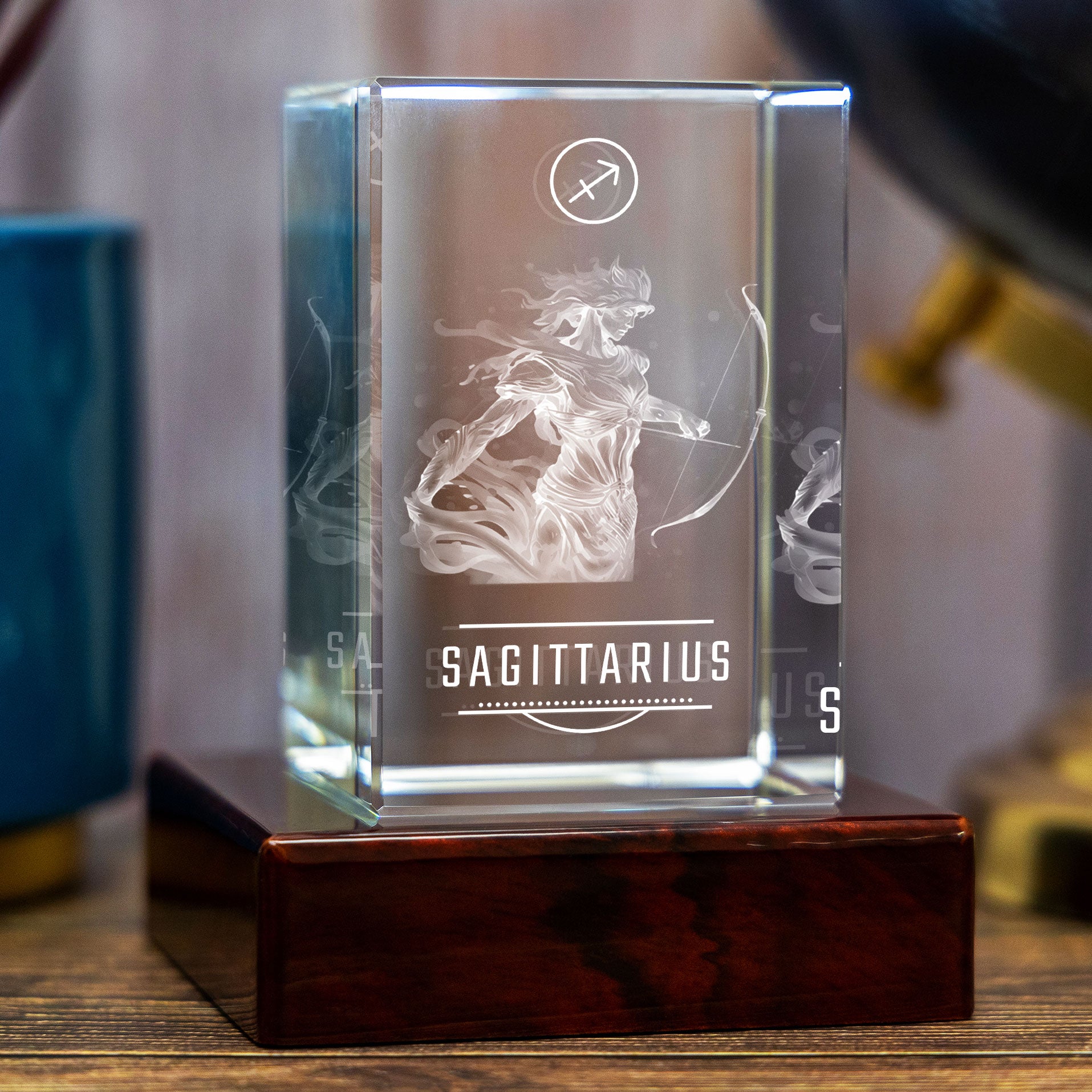 Sagittarius Zodiac Engraving - 3D Rectangle