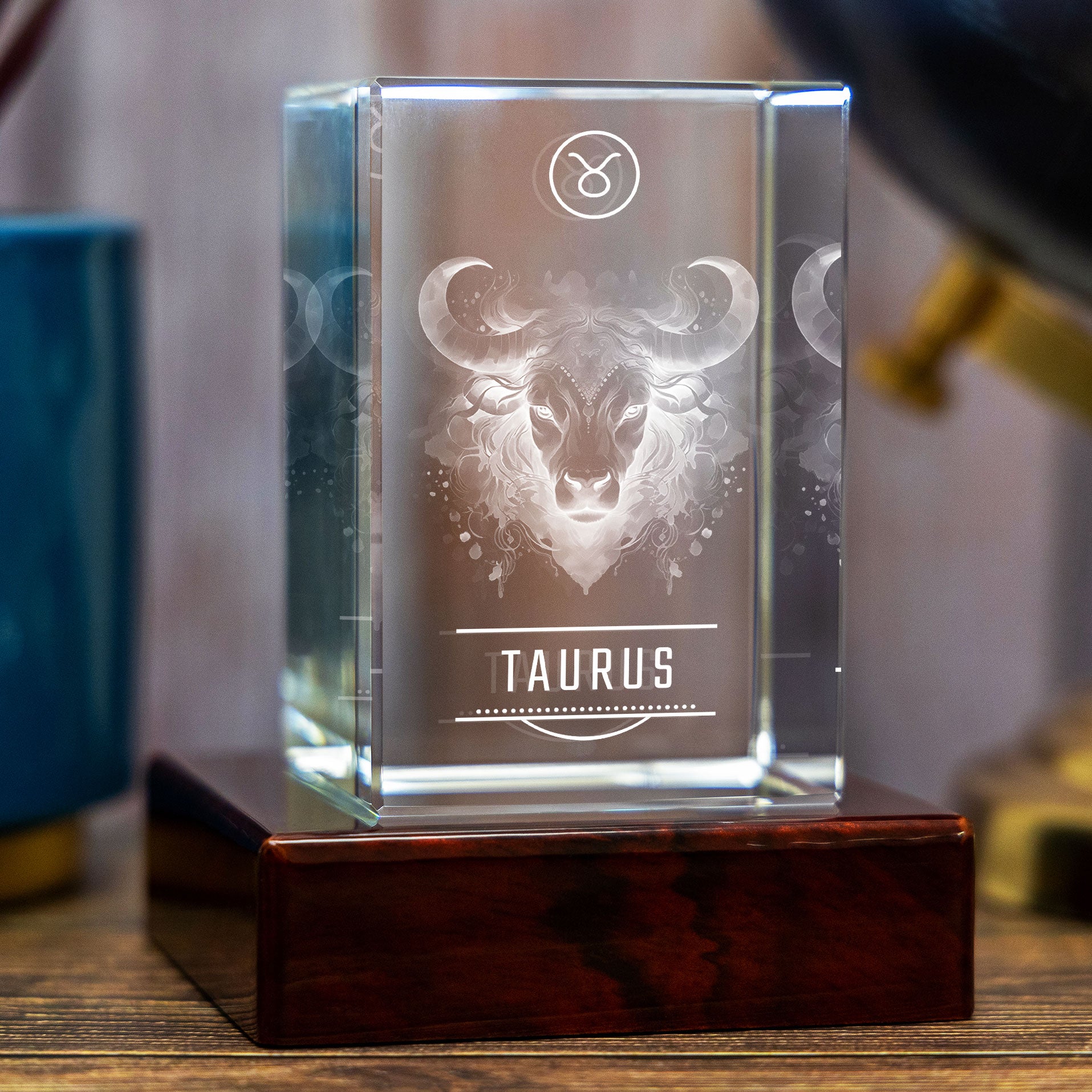 Taurus Zodiac Engraving - 3D Rectangle