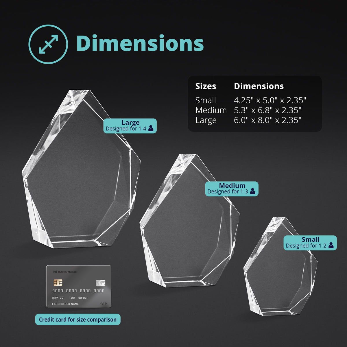 Prestige Hexagon Crystal Size Chart