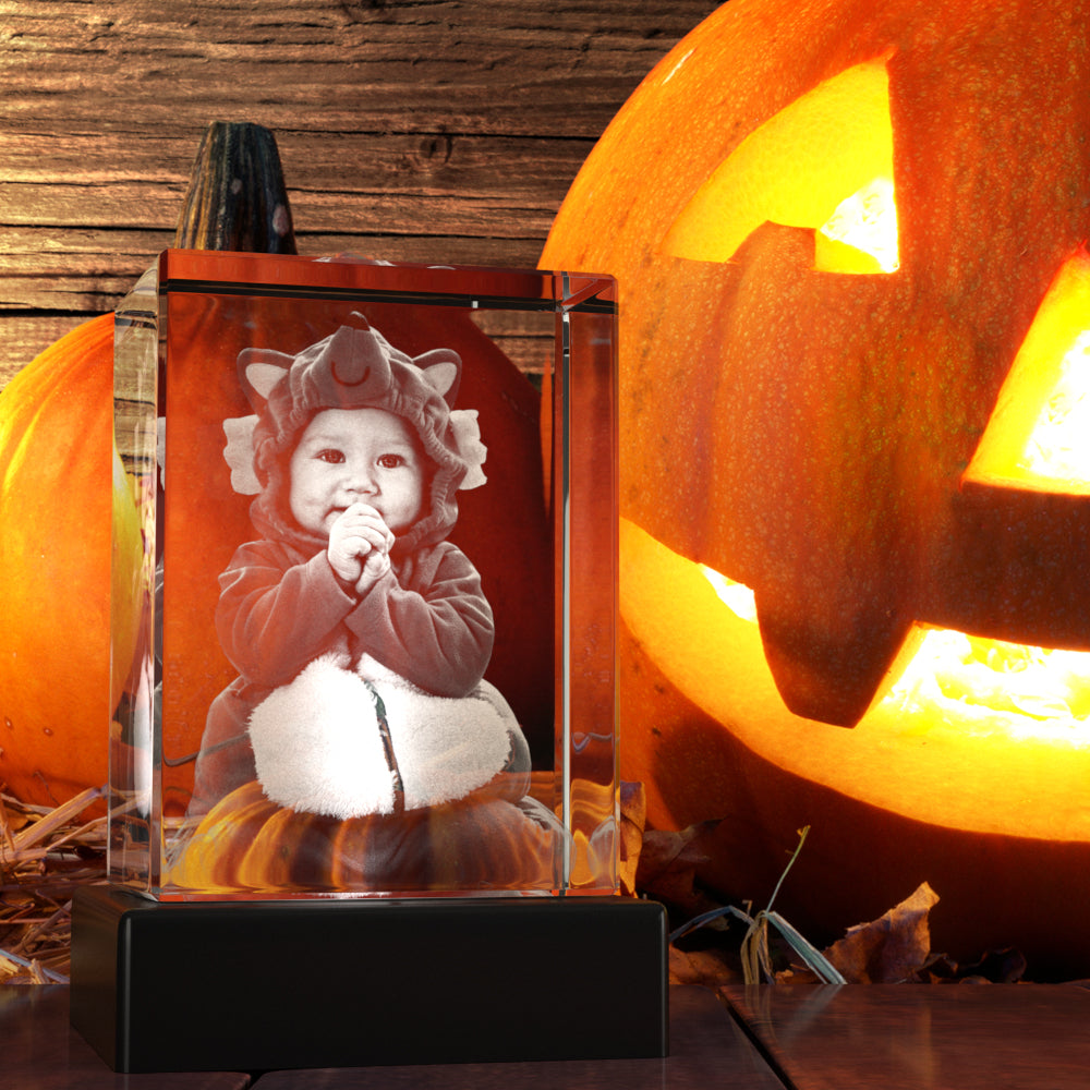 3D Halloween Engraving Crystal - Rectangle