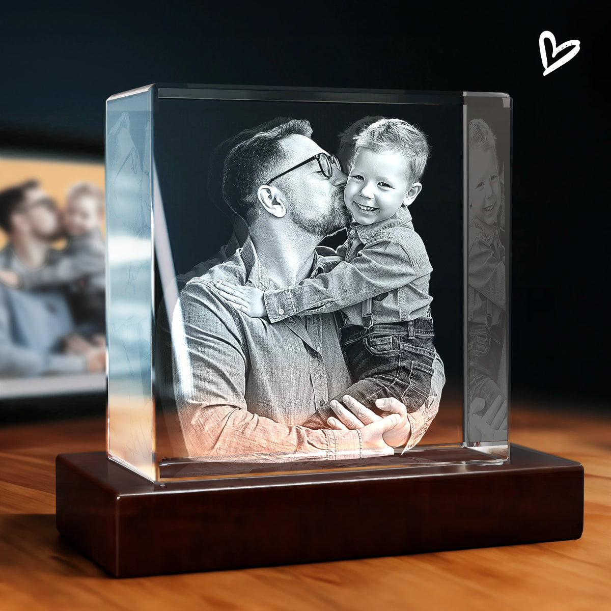 3D Memorial Engraving Crystal - Square