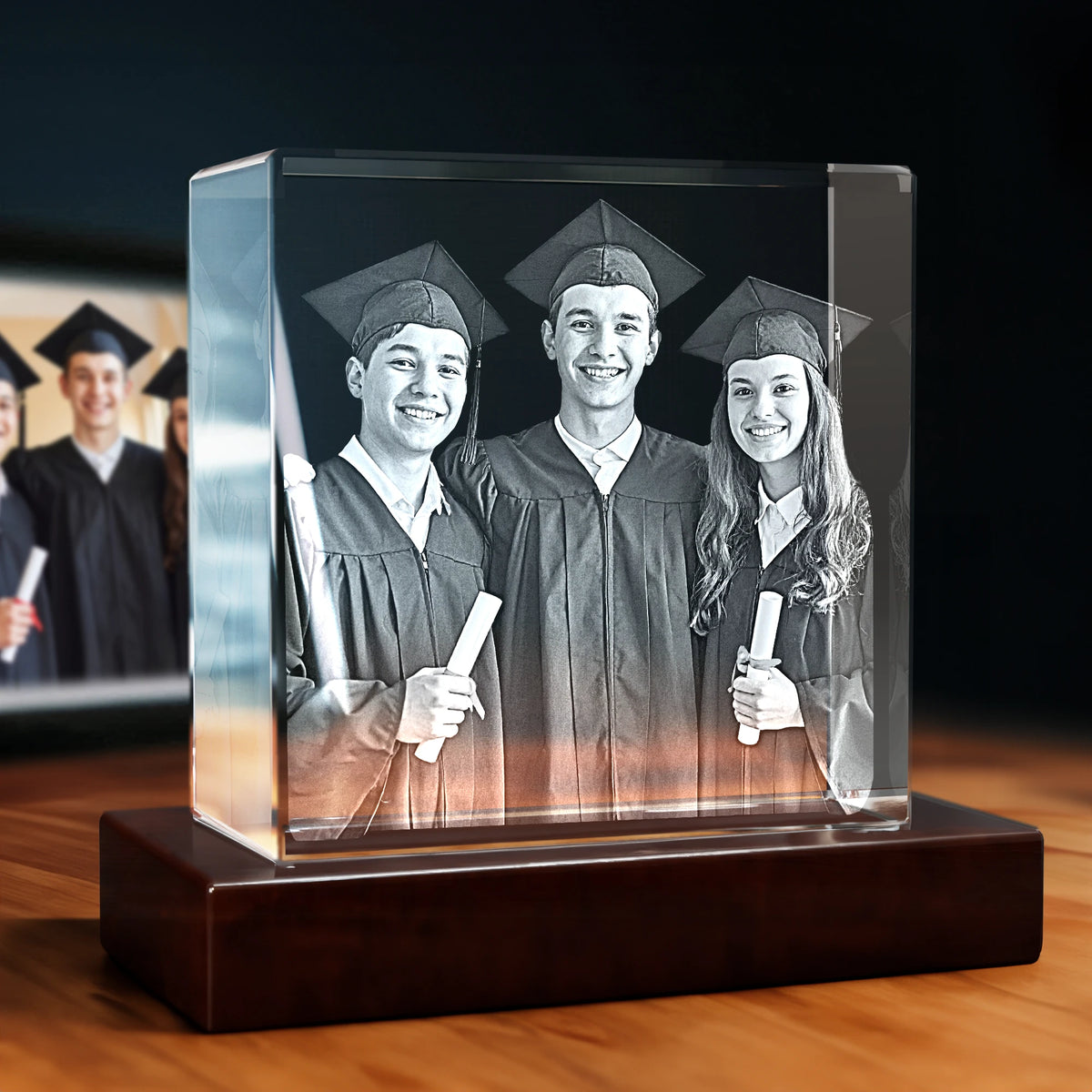 3D Graduation Engraving Crystal Gift - Square