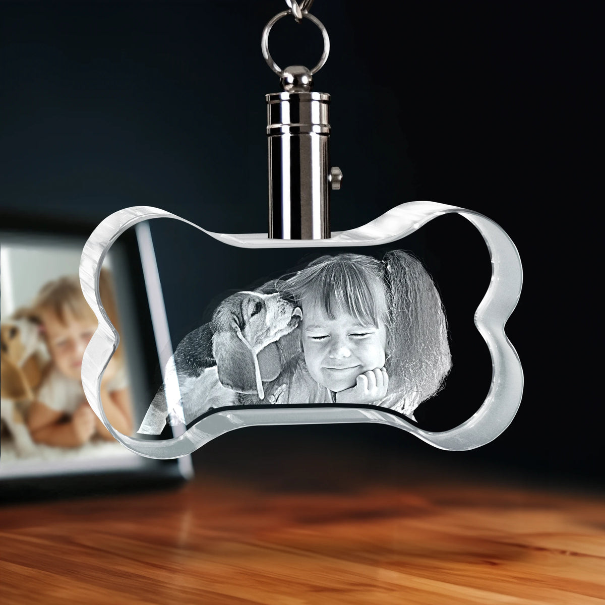 2D Crystal Photo Keychain - Bone