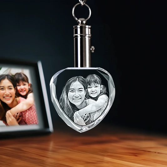 2D Crystal Photo Keychain - Heart