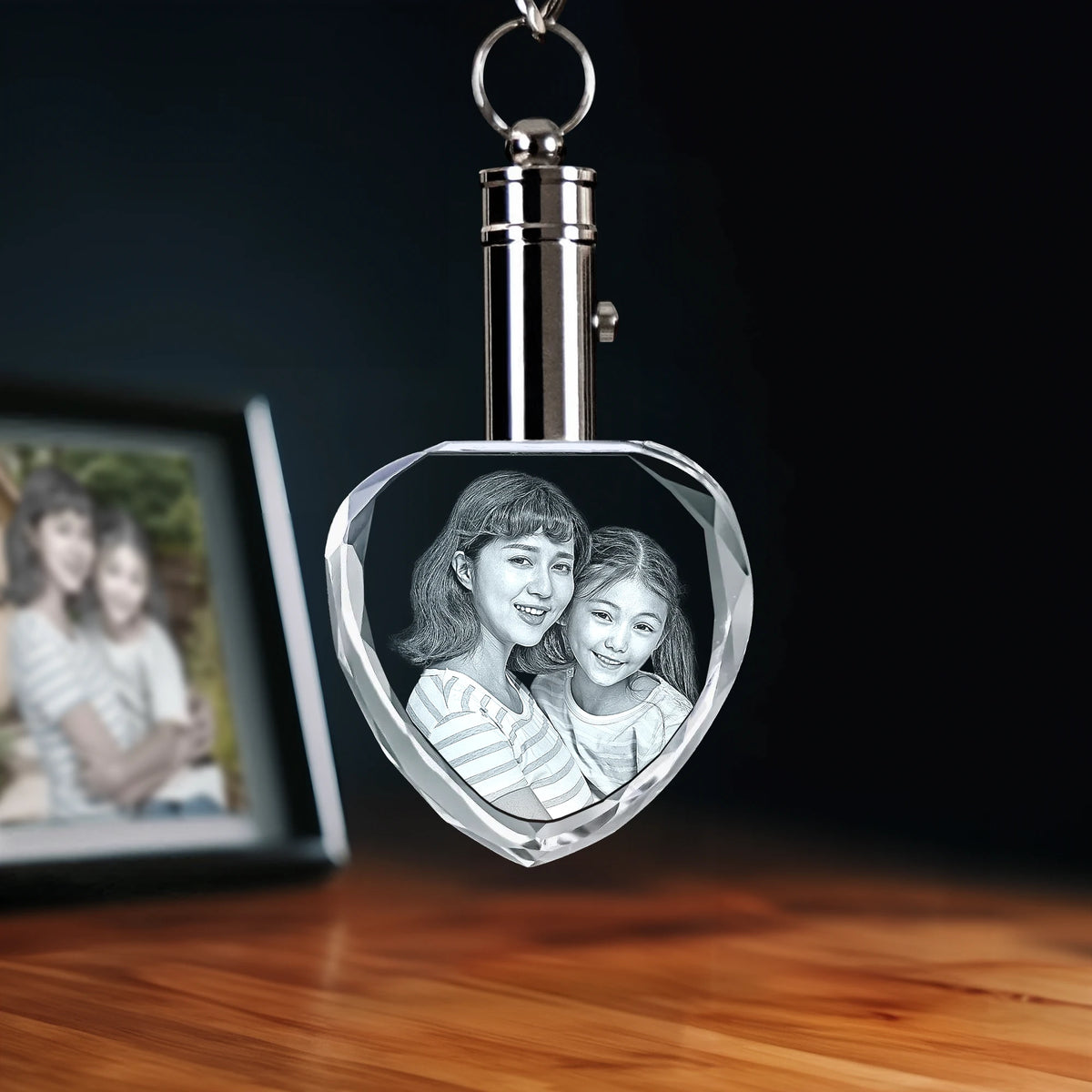 2D Crystal Photo Keychain - Heart