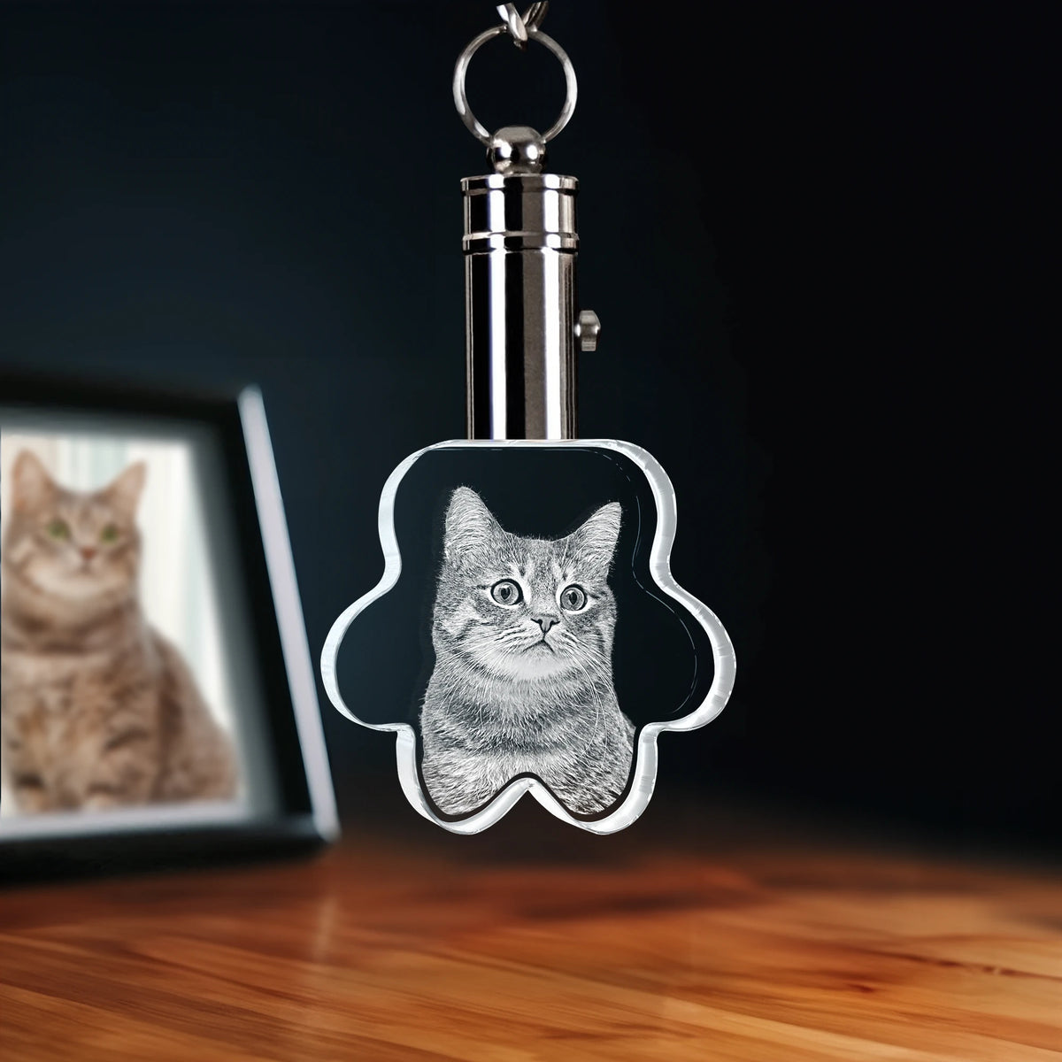 2D Crystal Photo Keychain - Paw