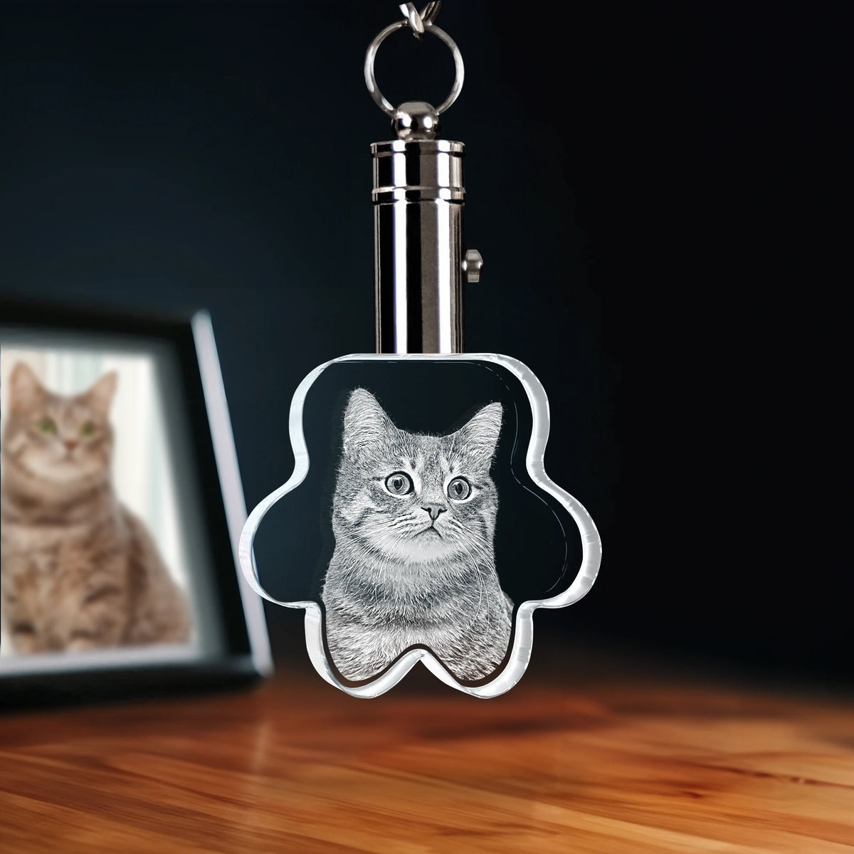 2D Crystal Photo Keychain - Paw