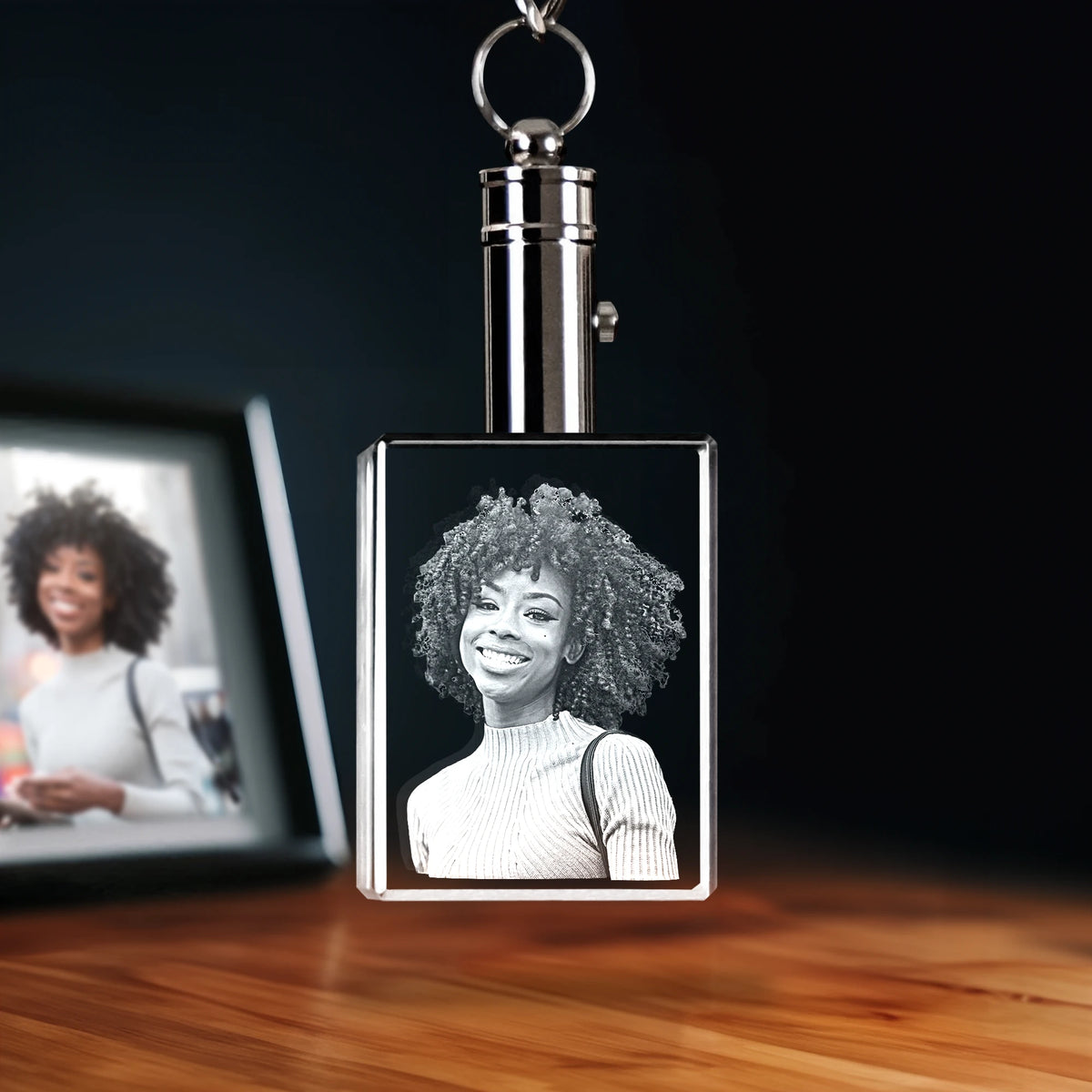 2D Crystal Photo Keychain - Rectangle