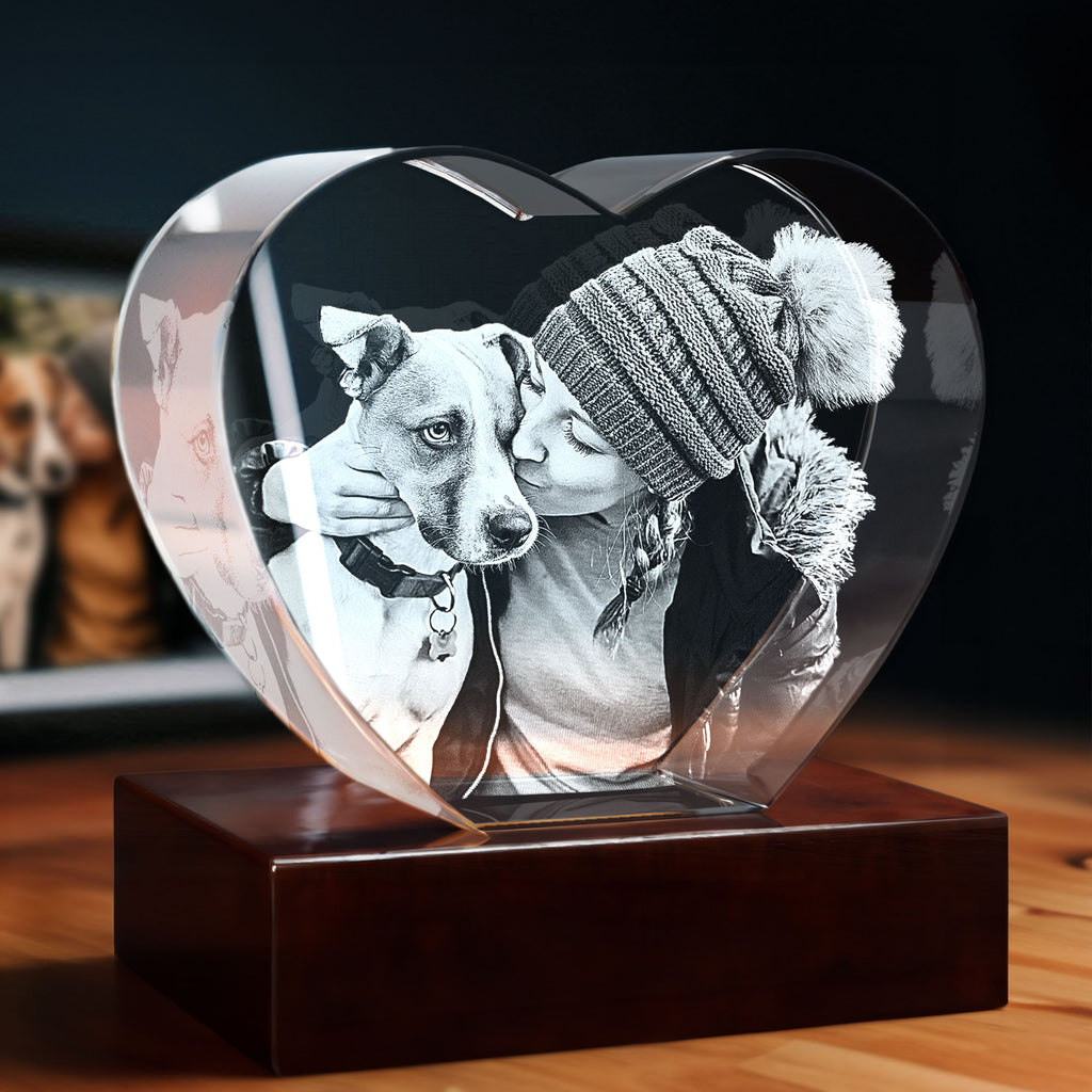 3D Crystal Engraving Heart