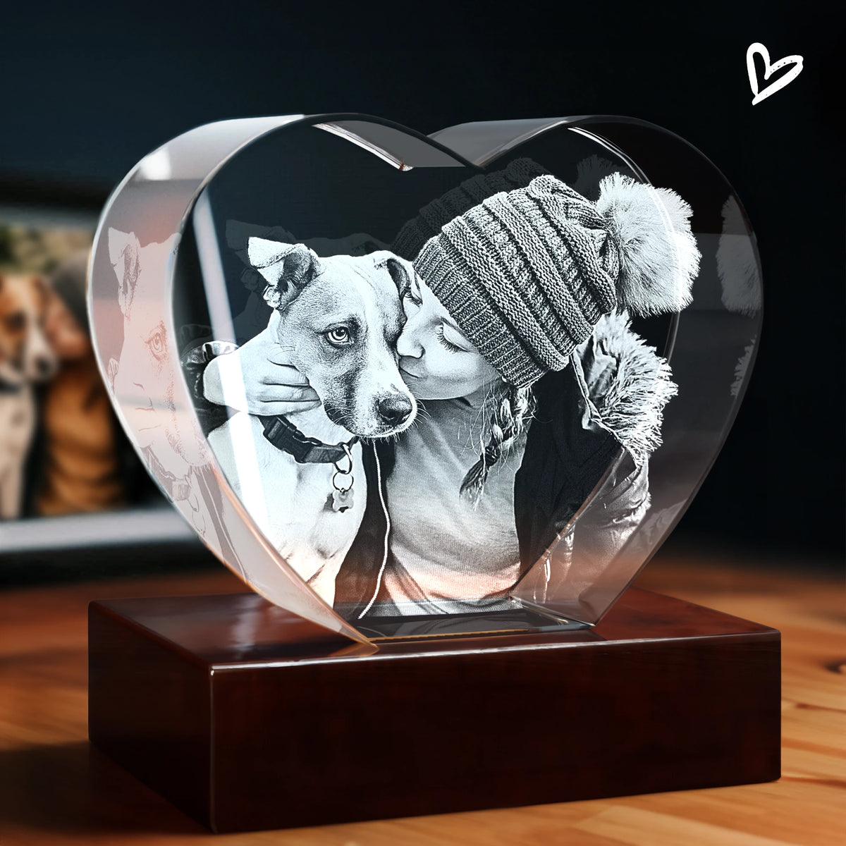 Pet Crystal Engraving - 3D Heart