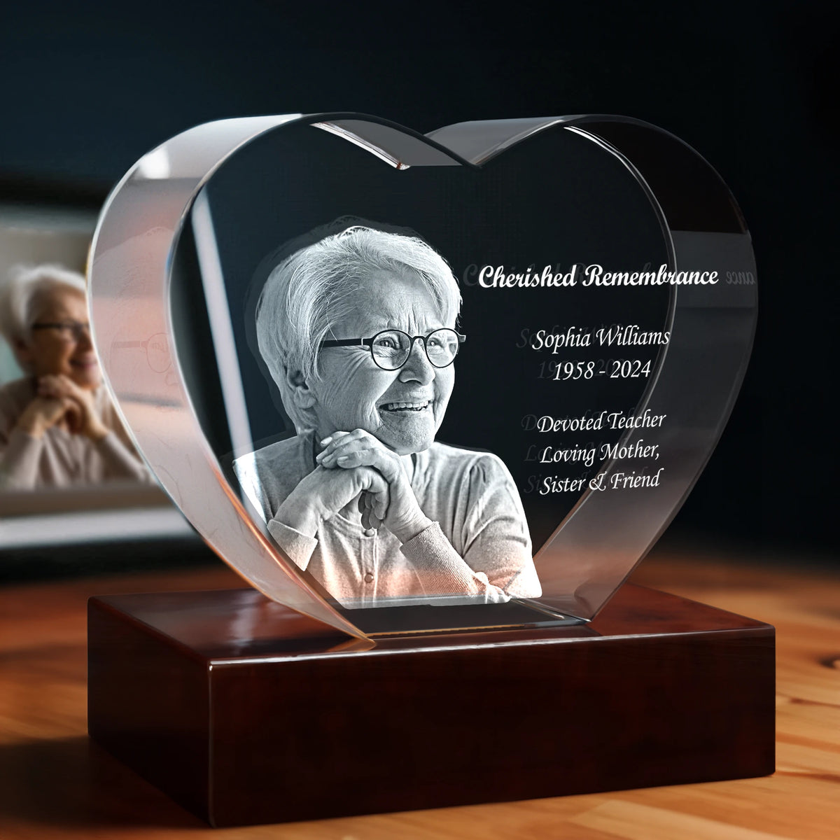 3D Memorial Engraving Crystal - Heart