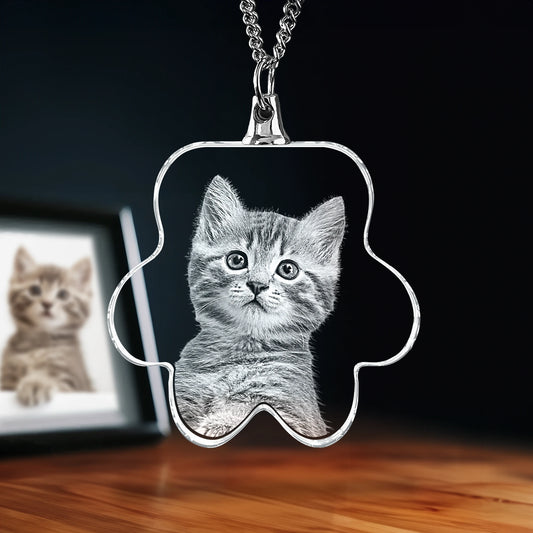 2D Crystal Photo Necklace - Paw
