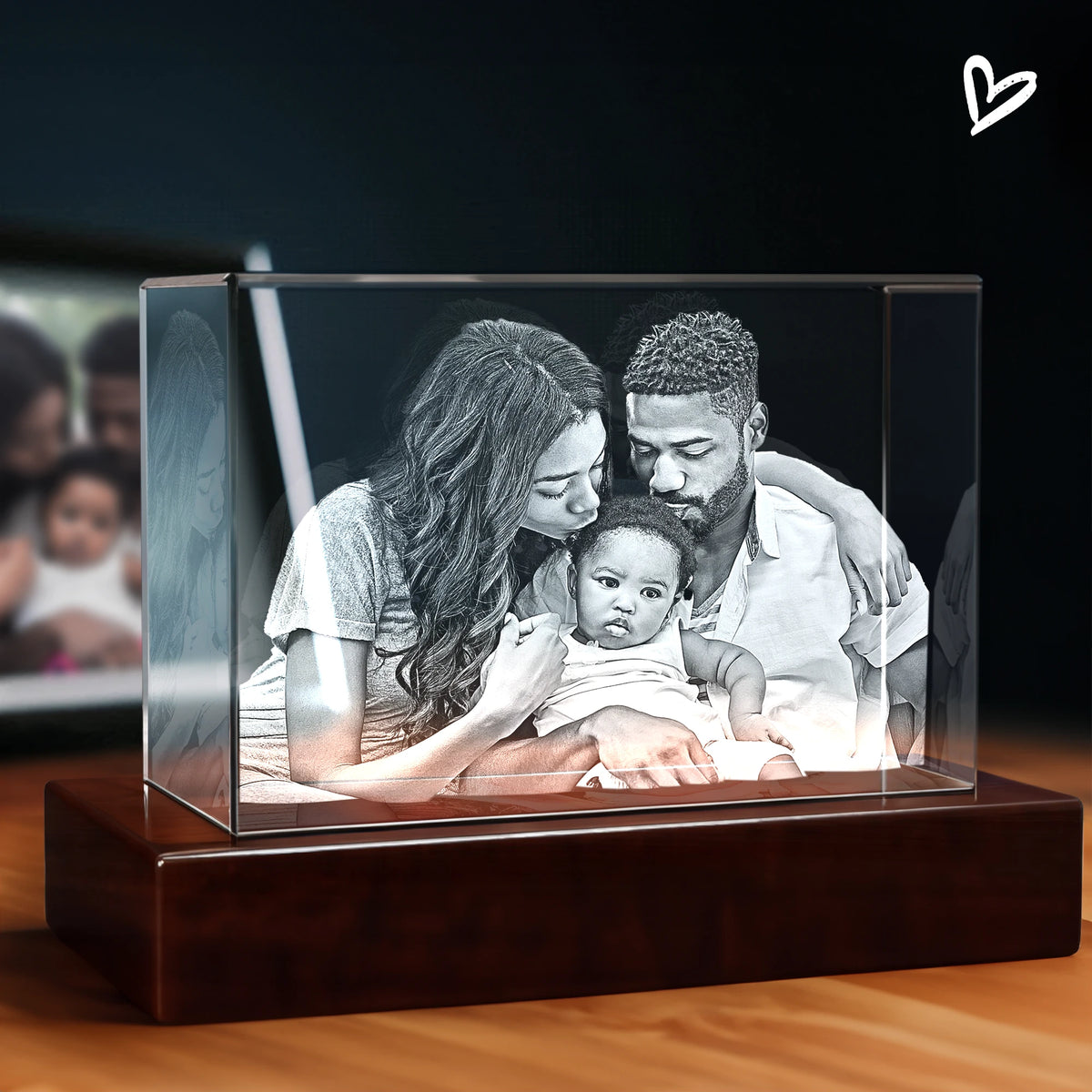 3D Memorial Engraving Crystal - Rectangle