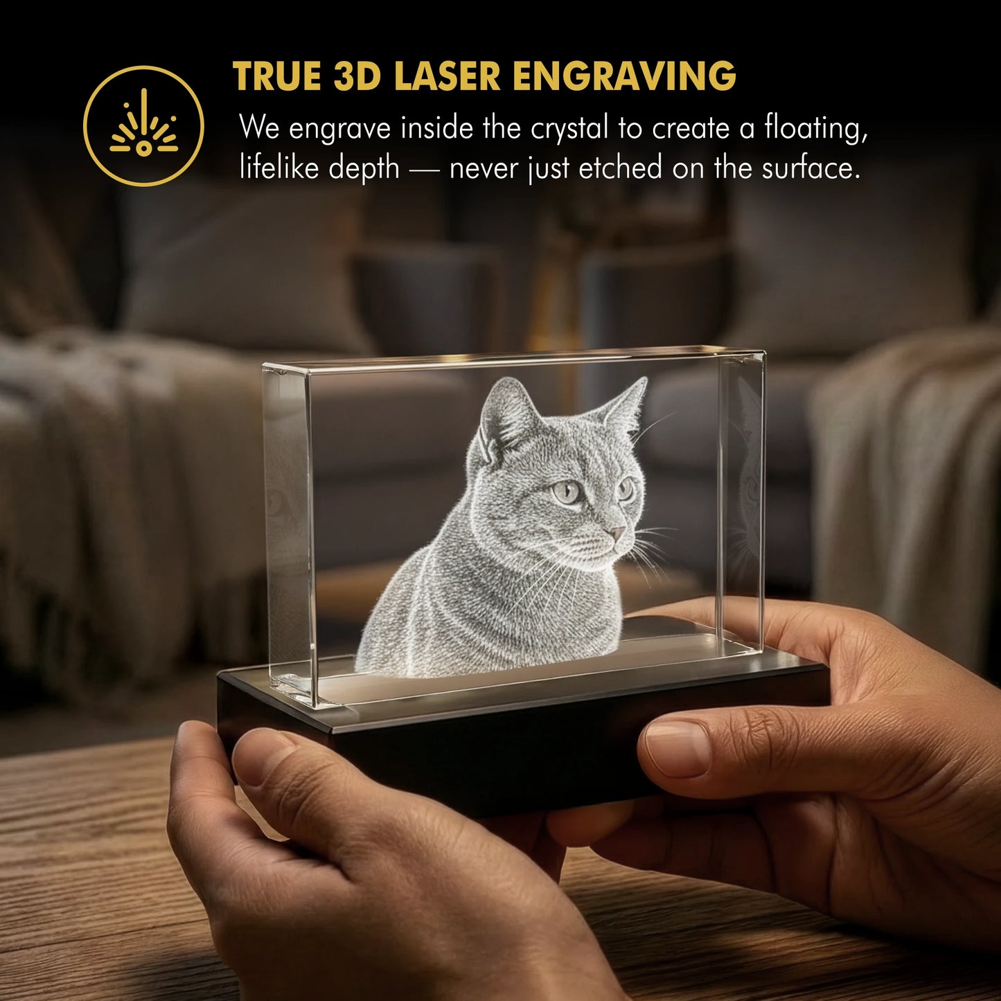 3D Memory Crystal™ - Tabletop - Rectangle - Valentine's Day