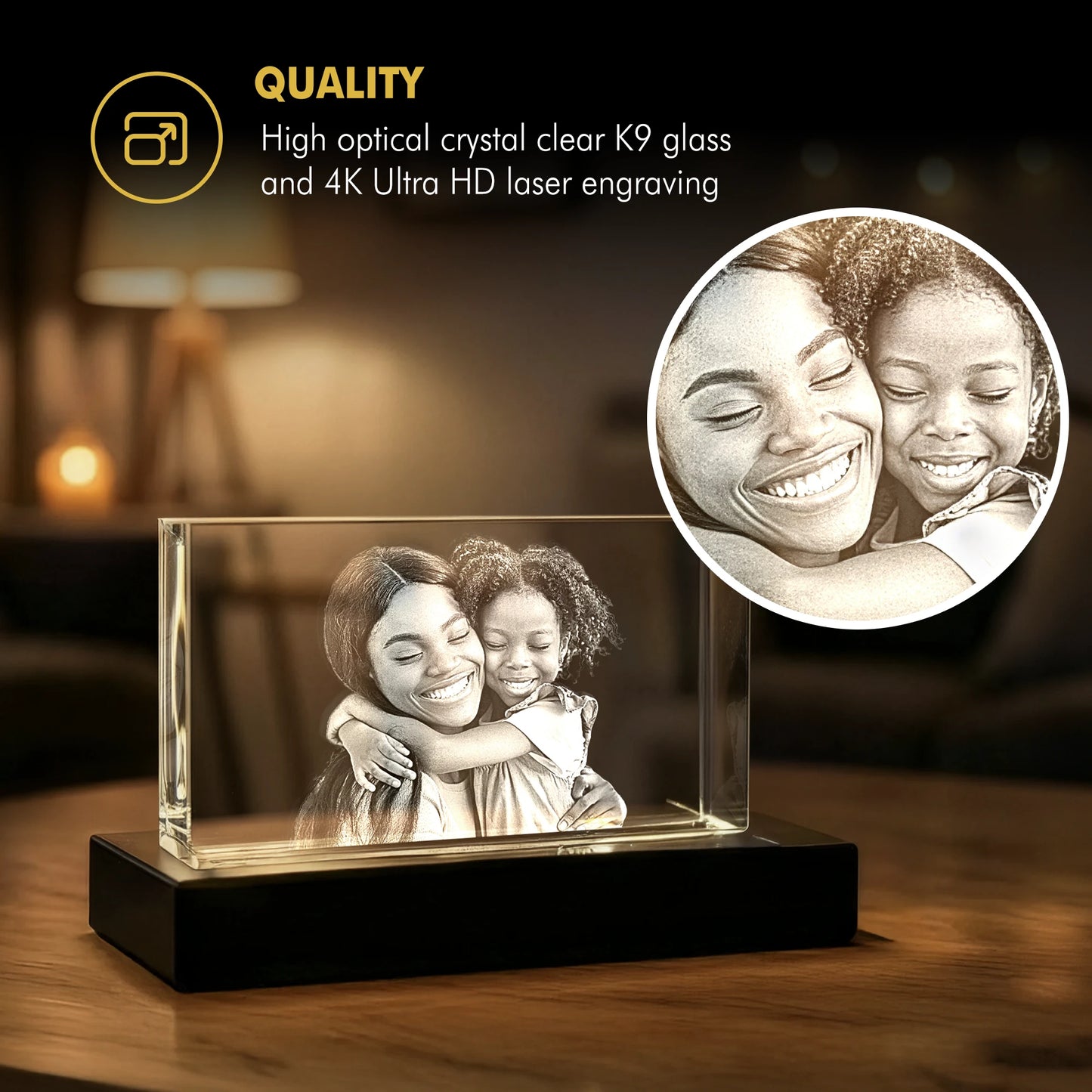 3D Memory Crystal™ - Tabletop - Rectangle - Valentine's Day