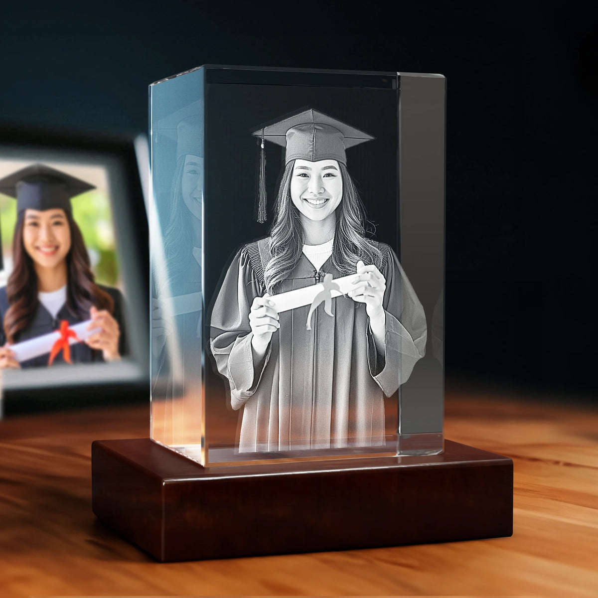 3D Graduation Engraving Crystal - Rectangle