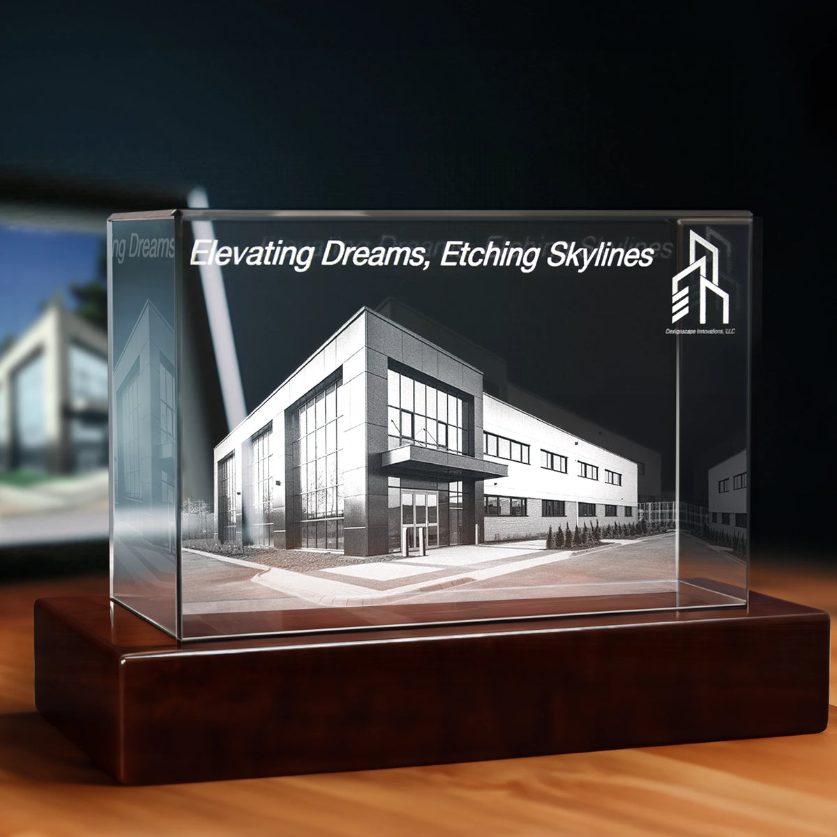 3D Realtor Engraving Crystal - Rectangle