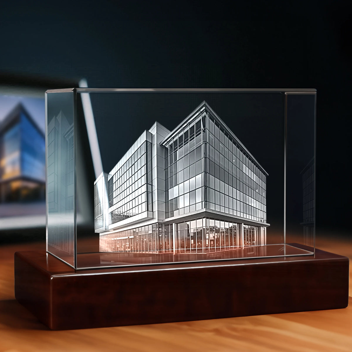 3D Realtor Engraving Crystal - Rectangle