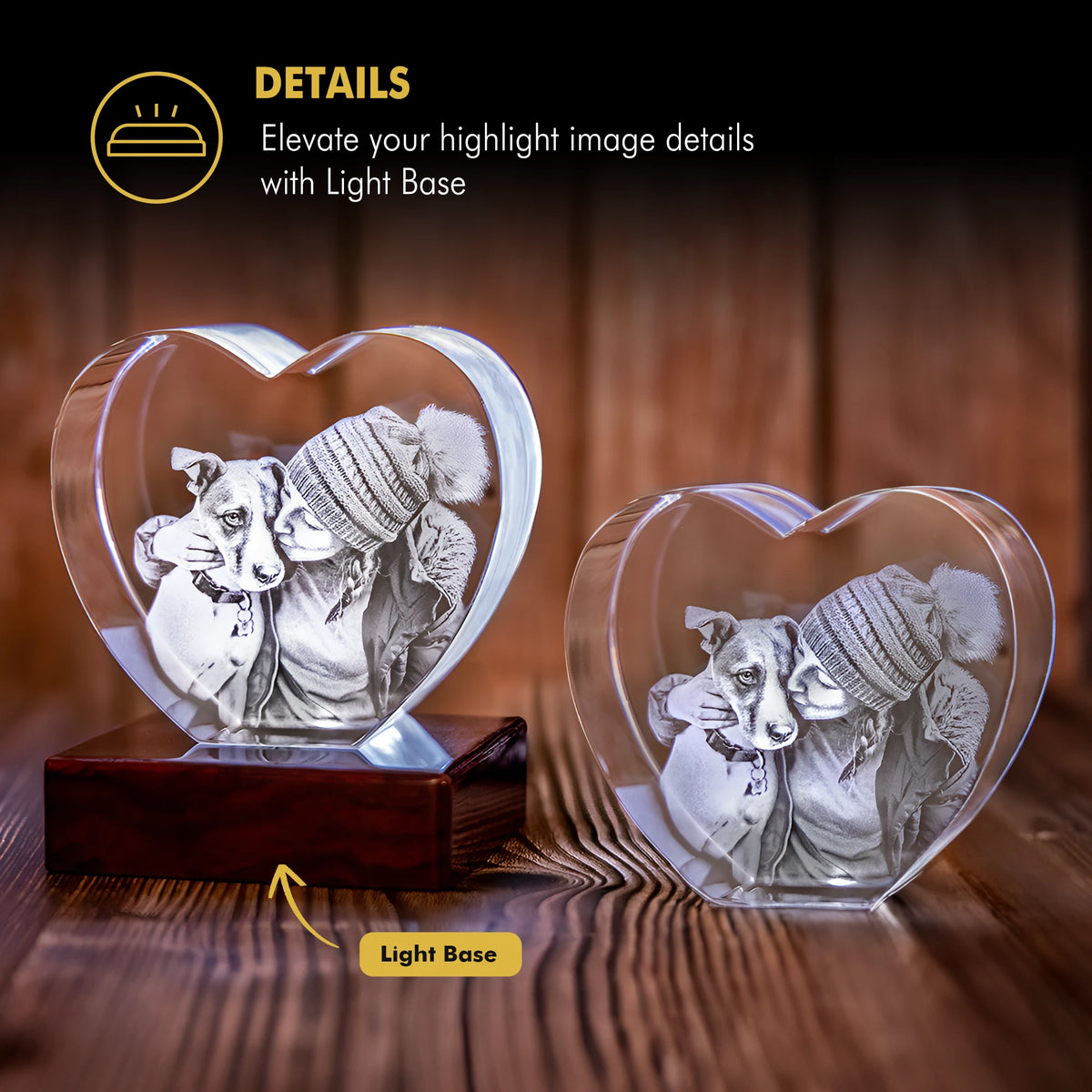 3D Christmas Engraving Crystal - Heart