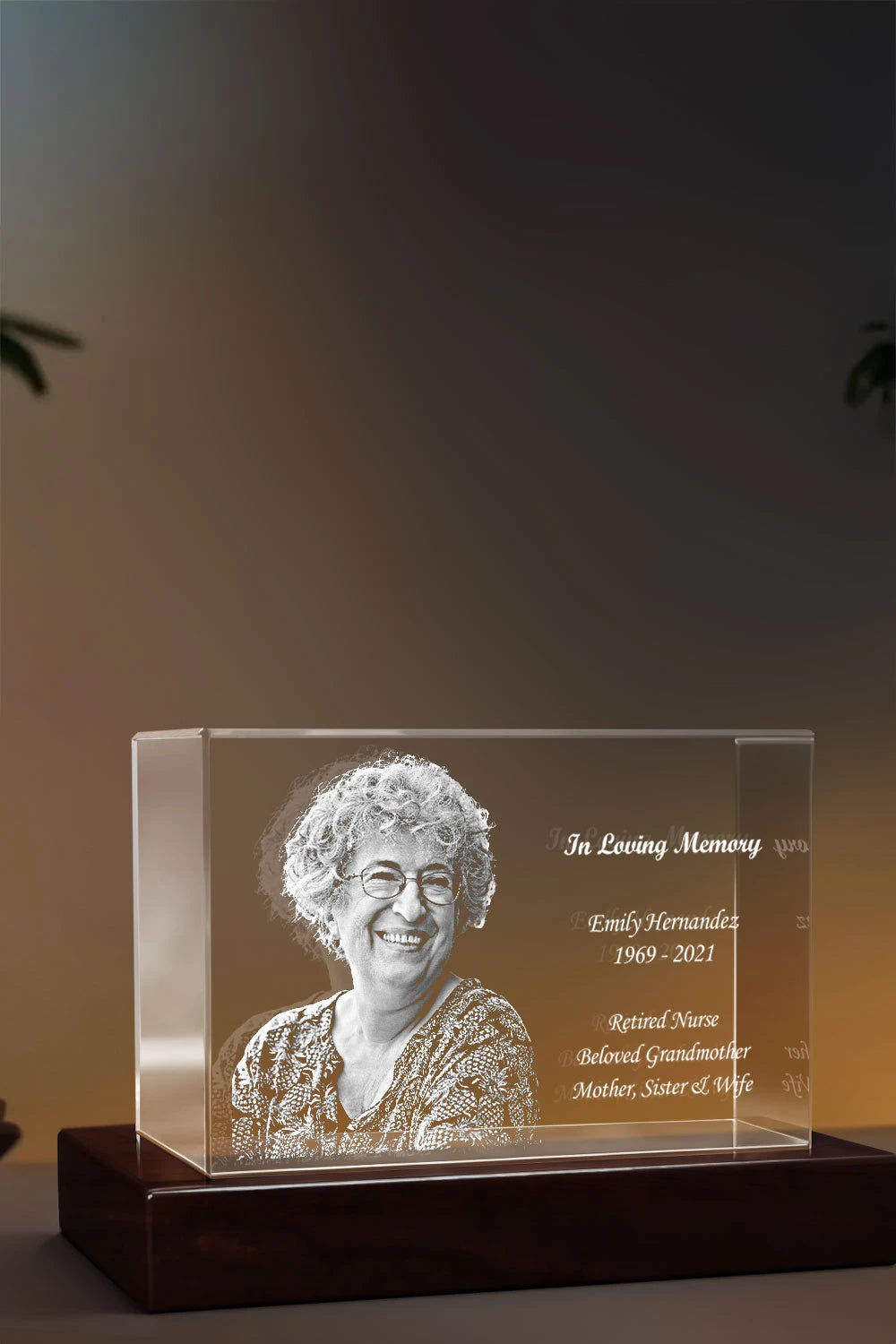 Beyond Memories - 3D Crystal Rectangle Memorial