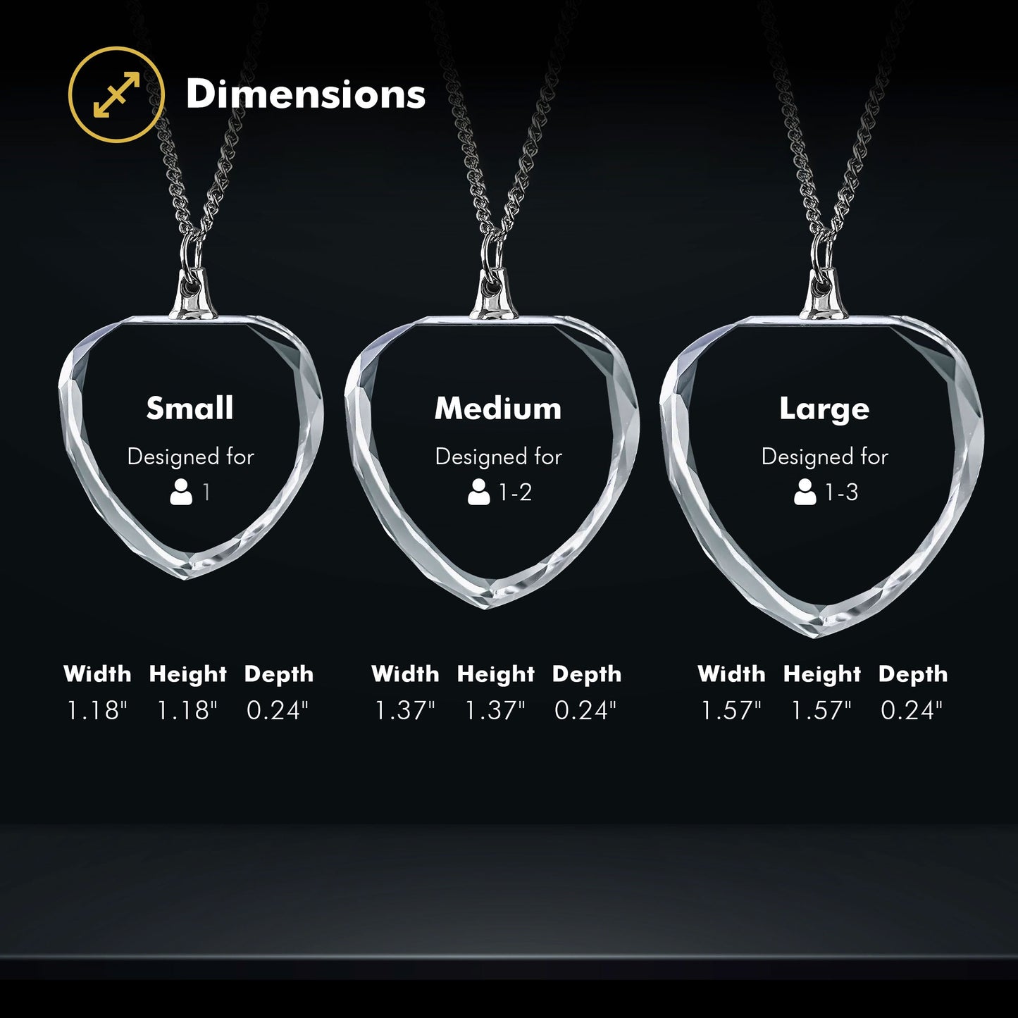 Beyond Memories Necklace Heart Size Chart