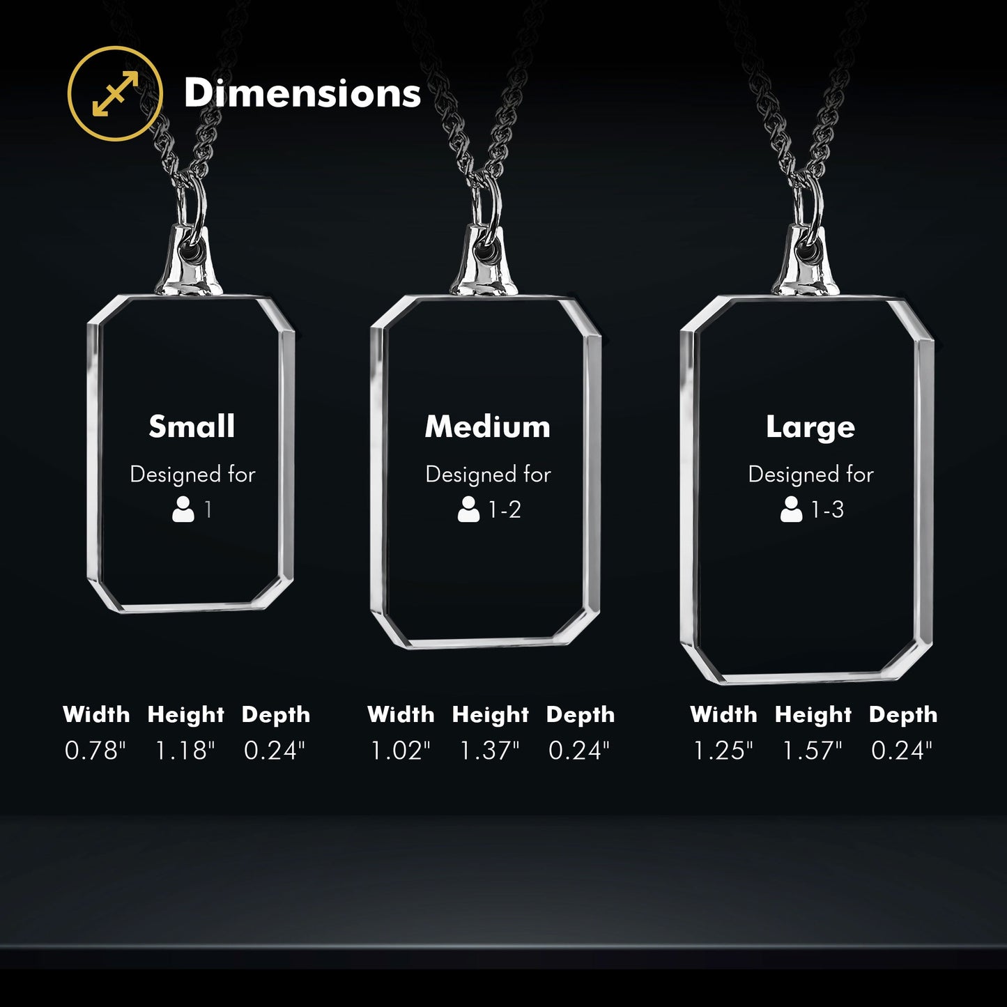 Beyond Memories Necklace Rectangle Size Chart