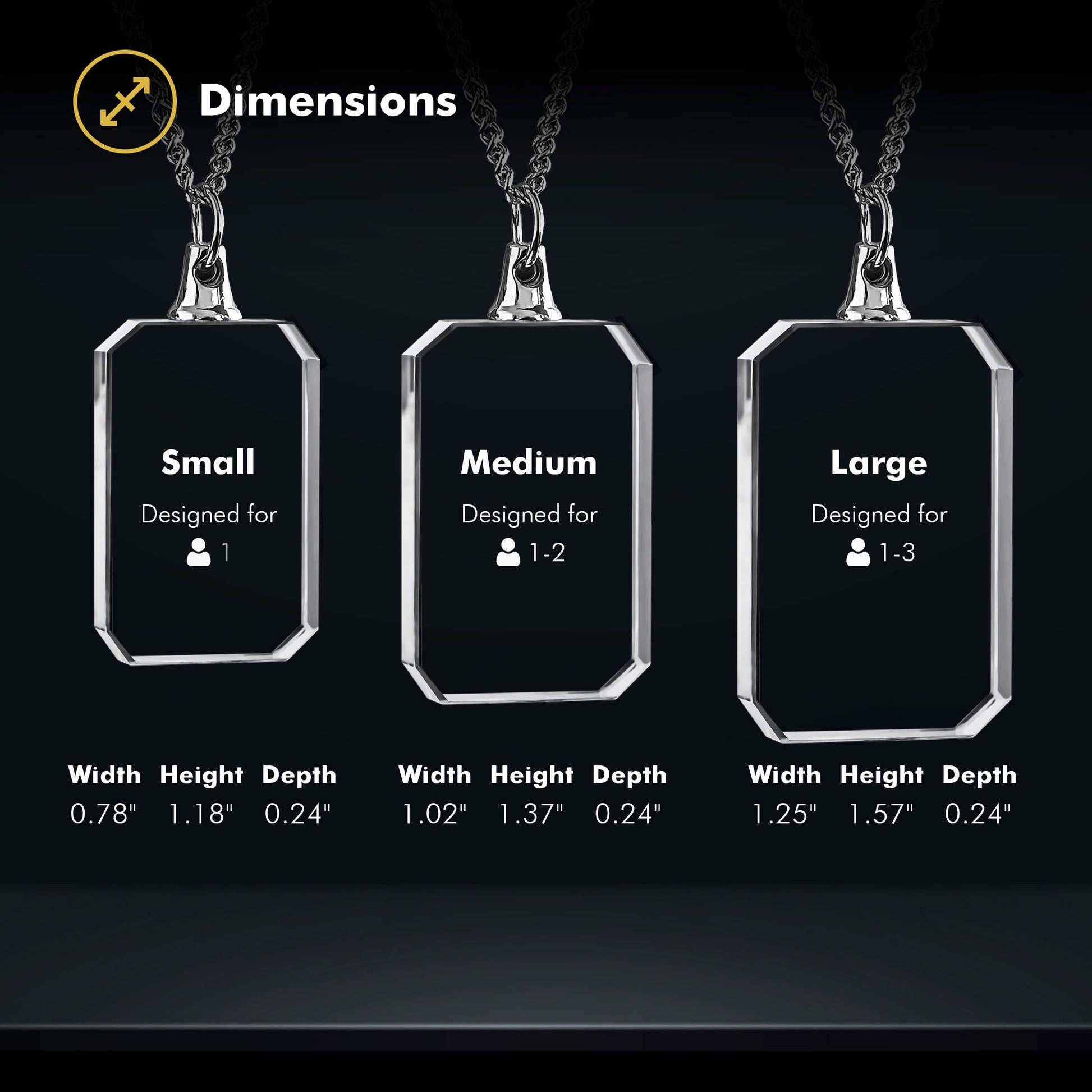 Beyond Memories Necklace Rectangle Size Chart