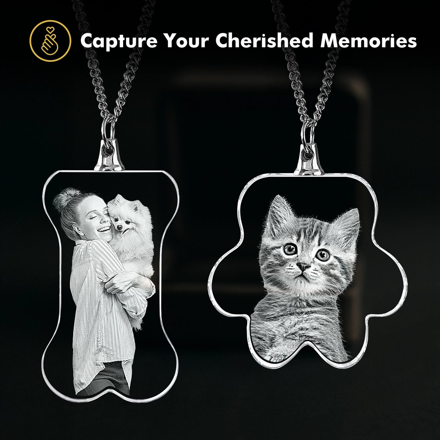 2D Crystal Photo Necklace - Bone - Beyond Memories