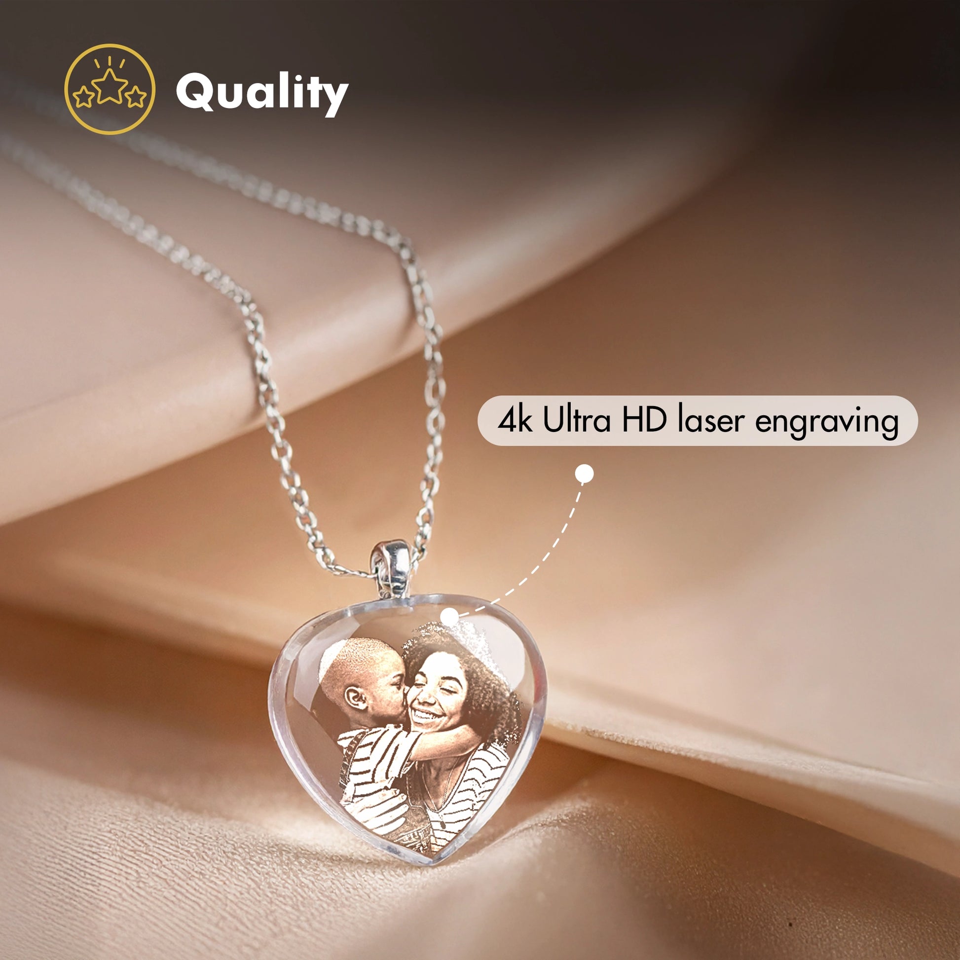 2D Crystal Photo Necklace - Bone - Beyond Memories