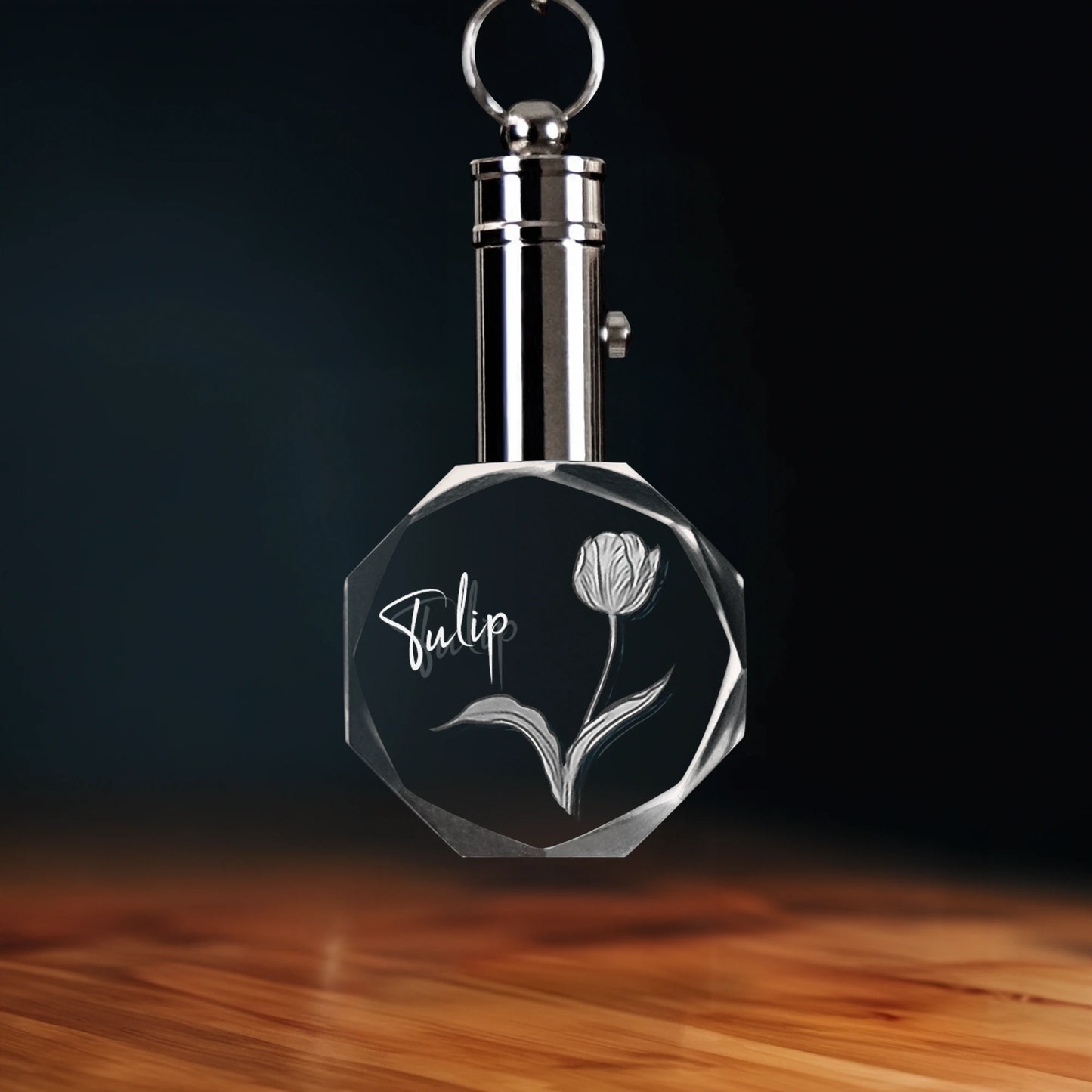 April Tulip Crystal Keychain - Octagon - Beyond Memories - 39234954