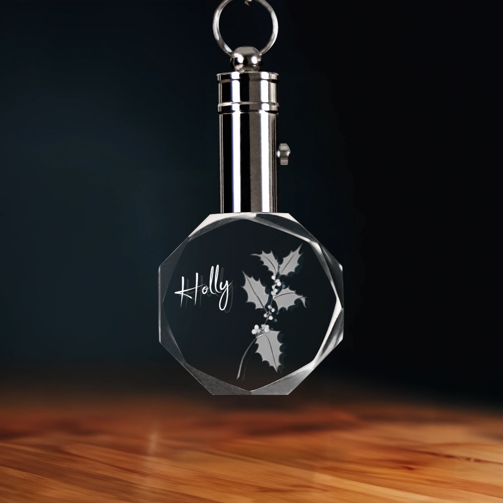 December Holly Crystal Keychain - Octagon - Beyond Memories - 37137952