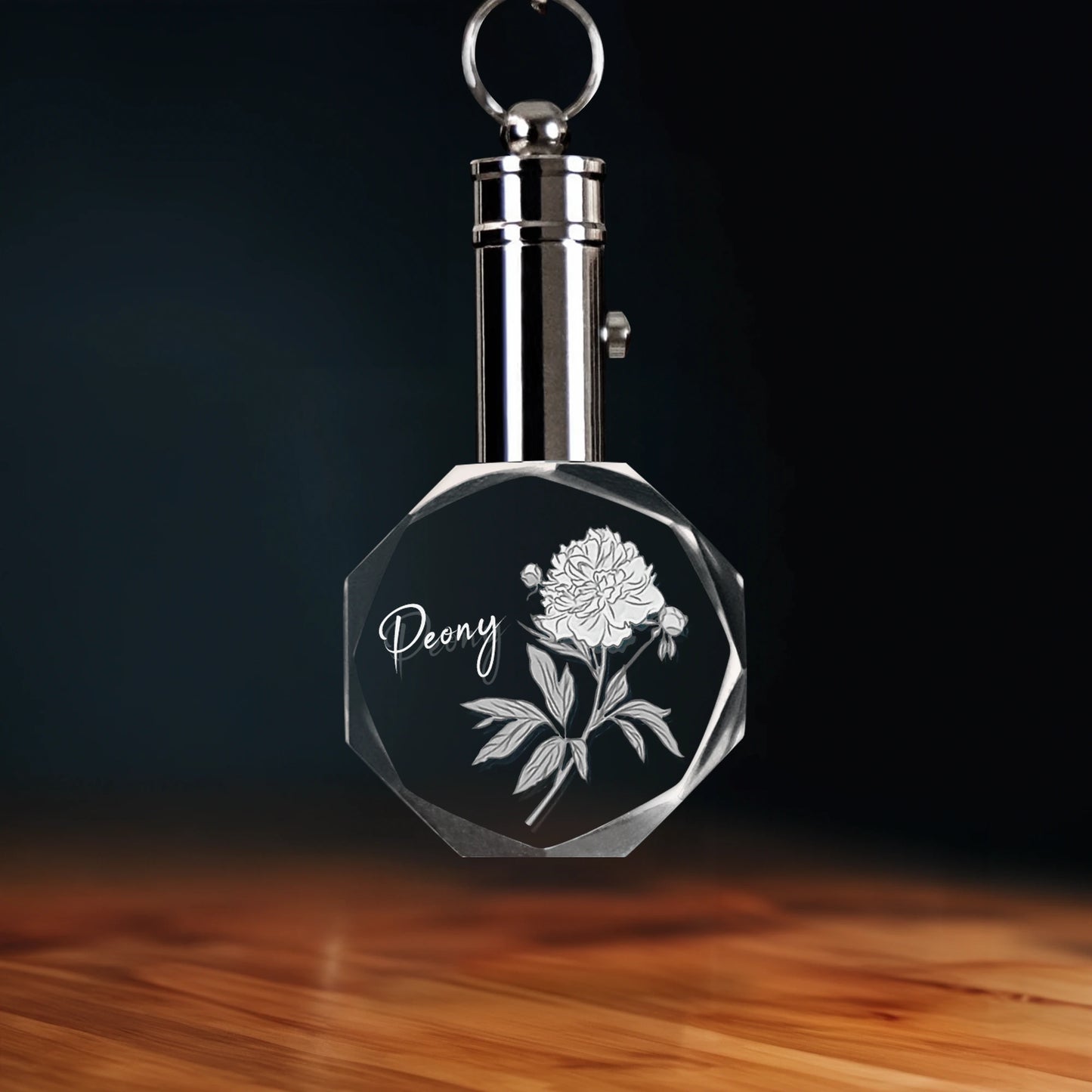 November Peony Crystal Keychain - Octagon - Beyond Memories - 57055440