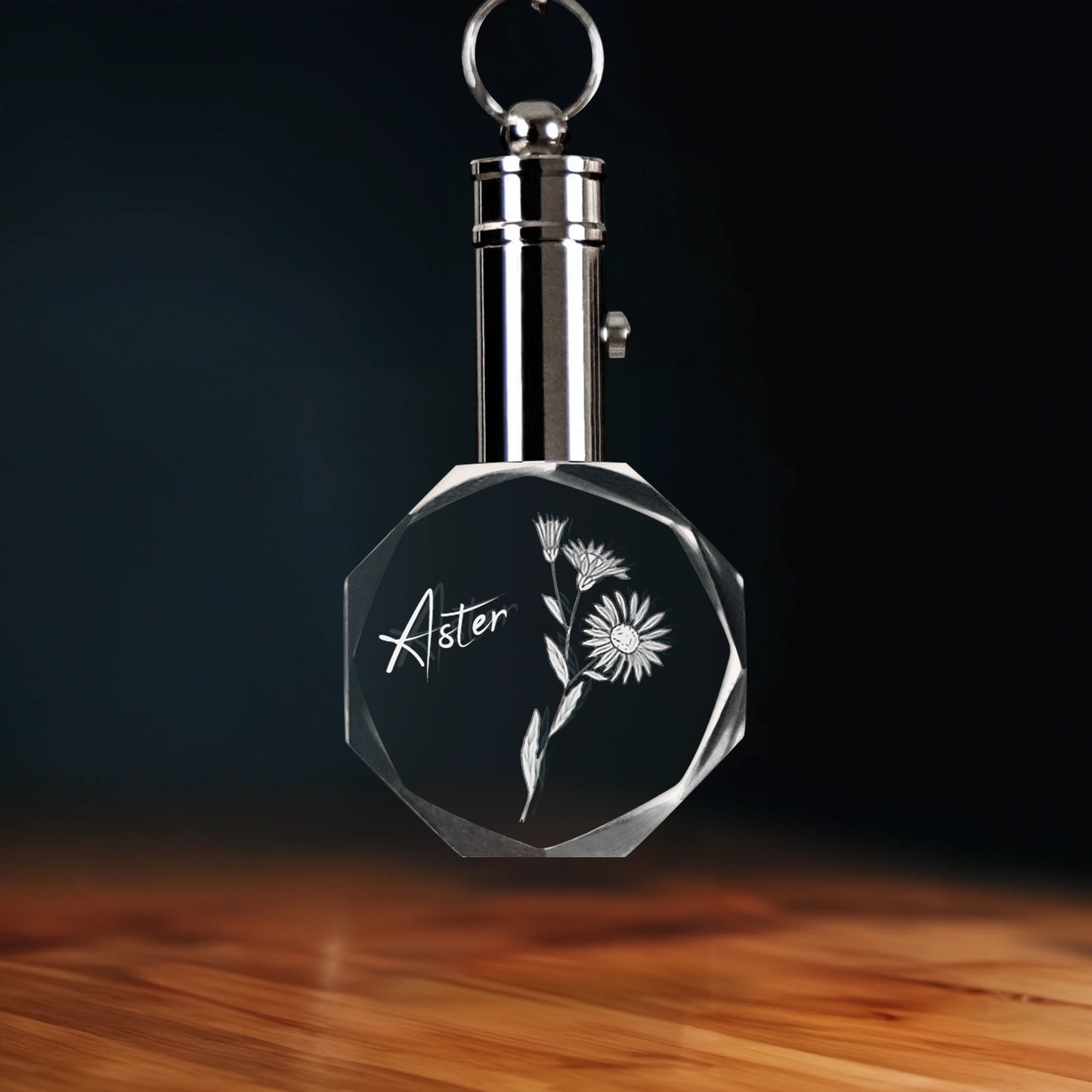 September Aster Crystal Keychain - Octagon - Beyond Memories - 84832814